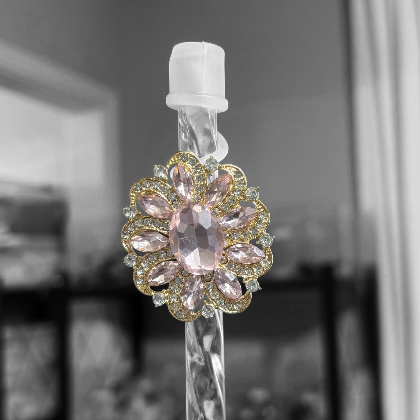 Large Pink Medallion - Jeweled Topper 10mm