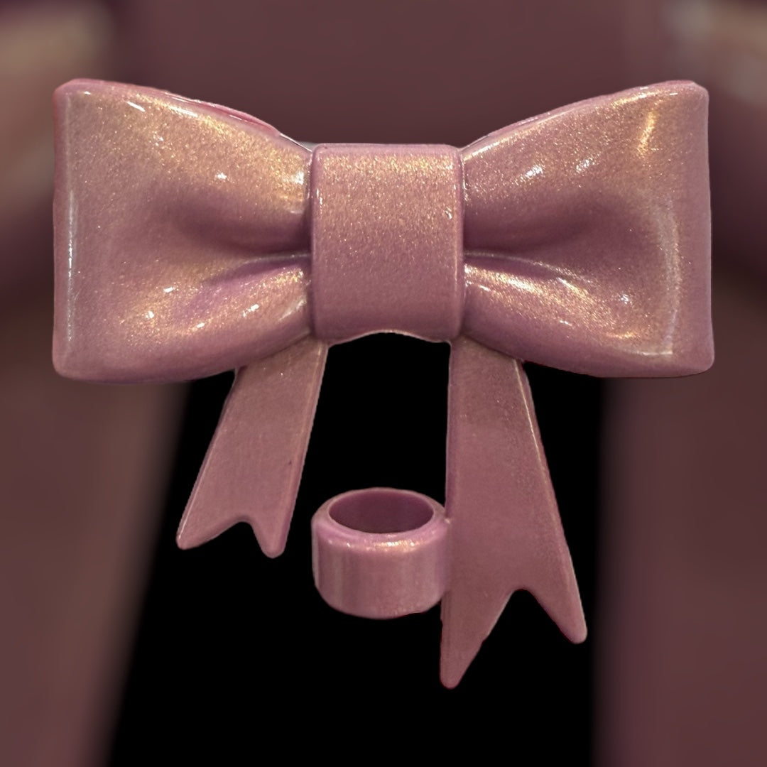 Mauve Metallic Large Bow - Silicone Straw Topper 10mm