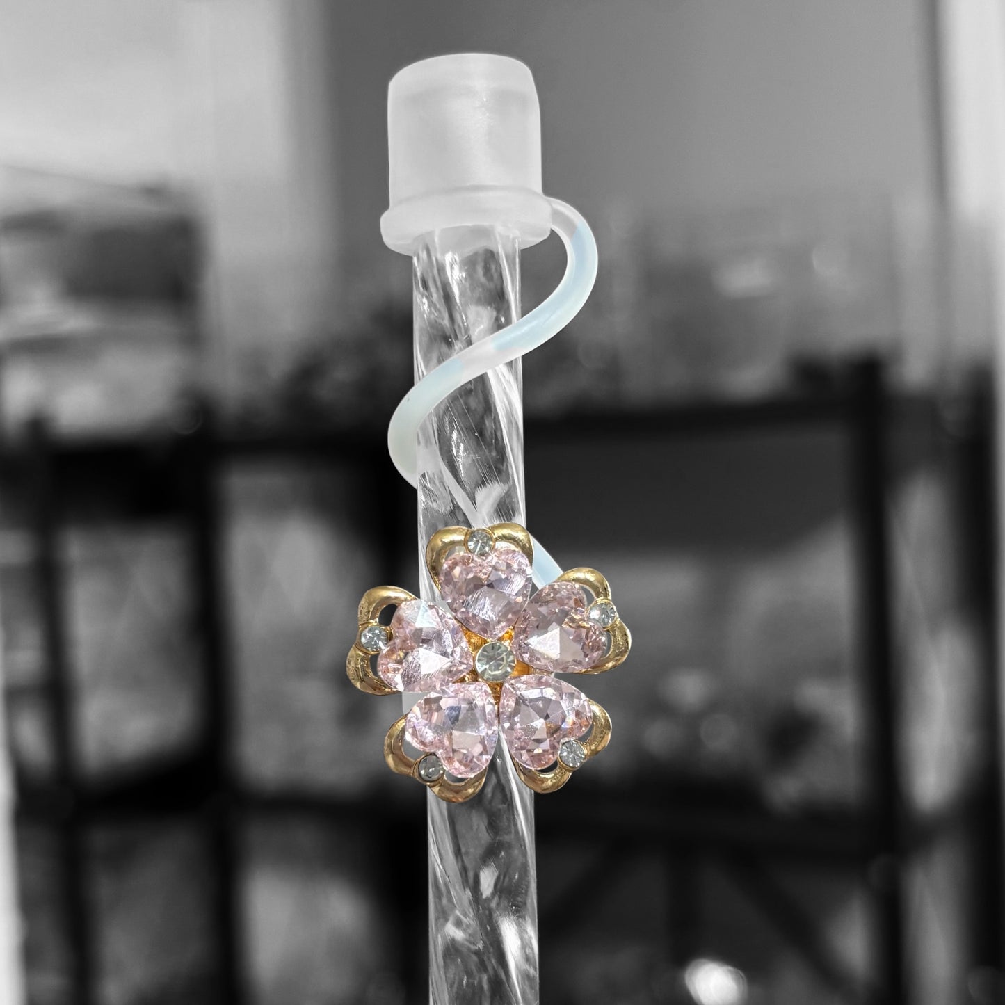 Pink Flower - Jeweled Topper 10mm