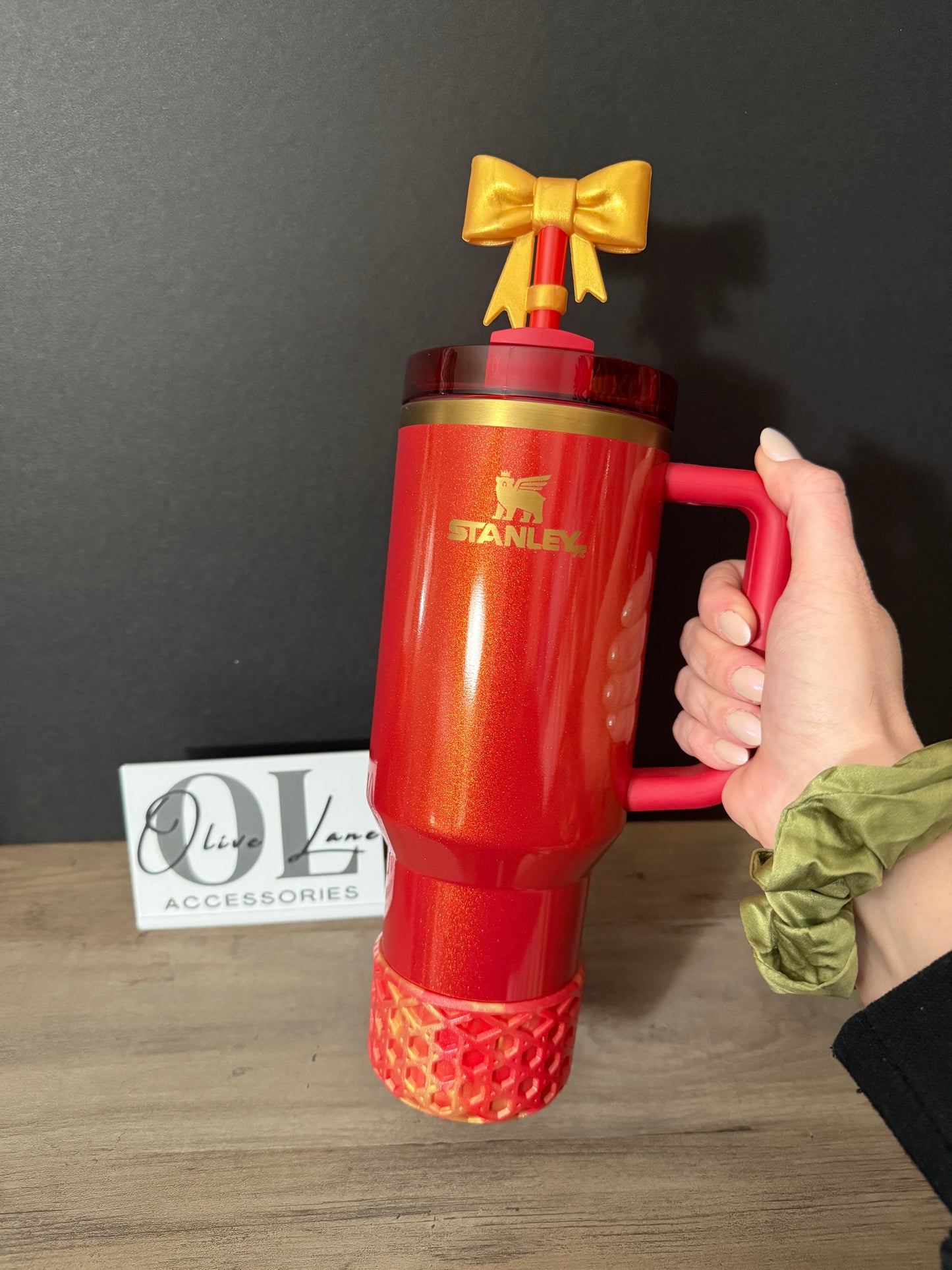 Red & Gold SHIMMER - WAFFLE Silicone Tumbler Boot