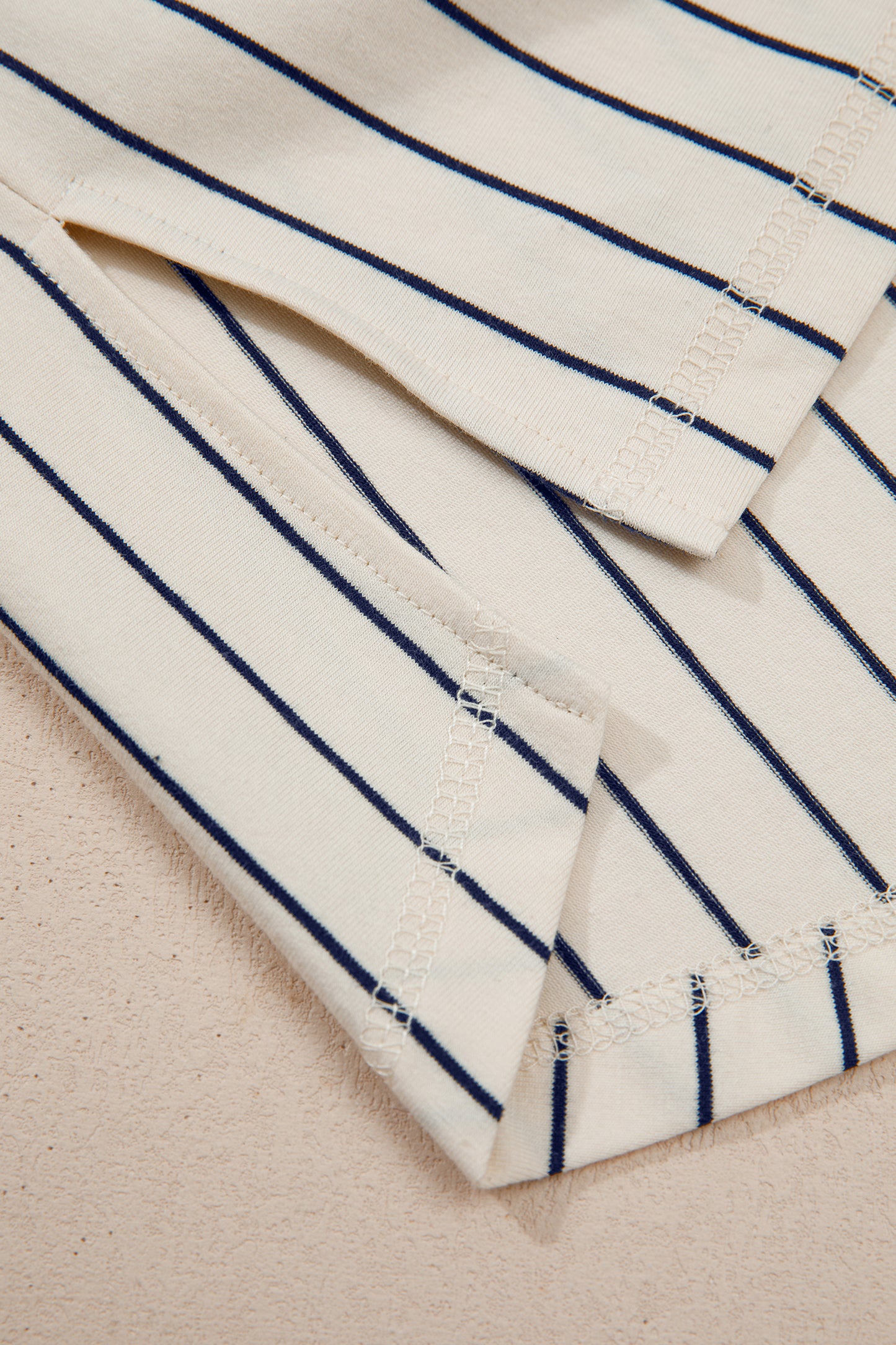 Blue Stripe 88 LOS ANGEL Graphic Lace Patchwork Faux Two Piece V Neck Top