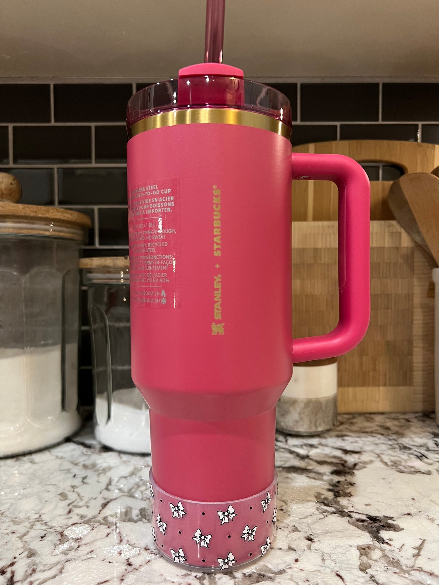 White Bows CLEAR Silicone Tumbler Boot