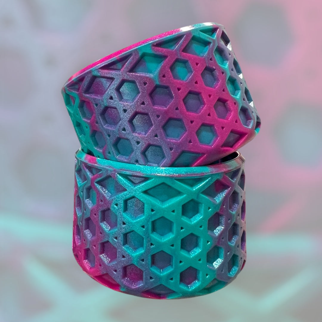 Tropical Teal & Pink SHIMMER - WAFFLE Silicone Tumbler Boot