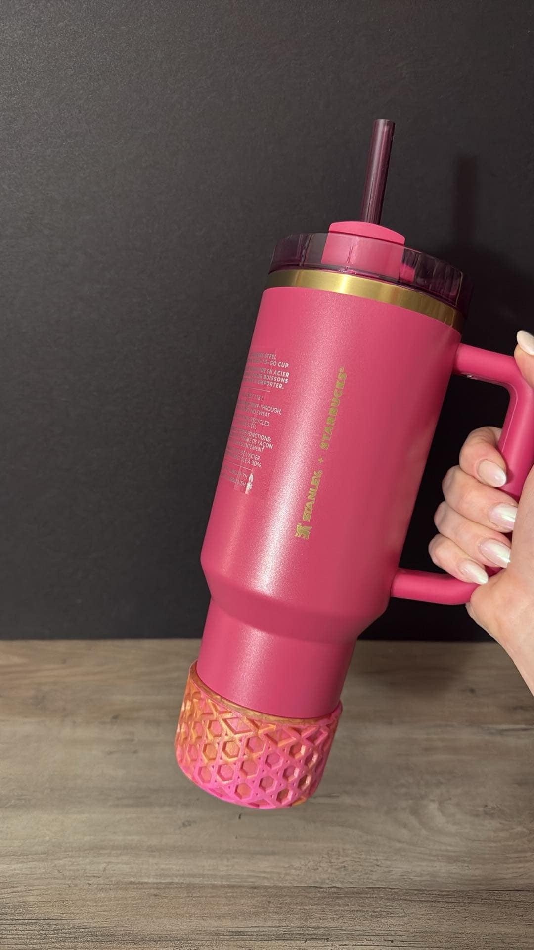 Berry Pink Copper SHIMMER WAFFLE Silicone Tumbler Boot