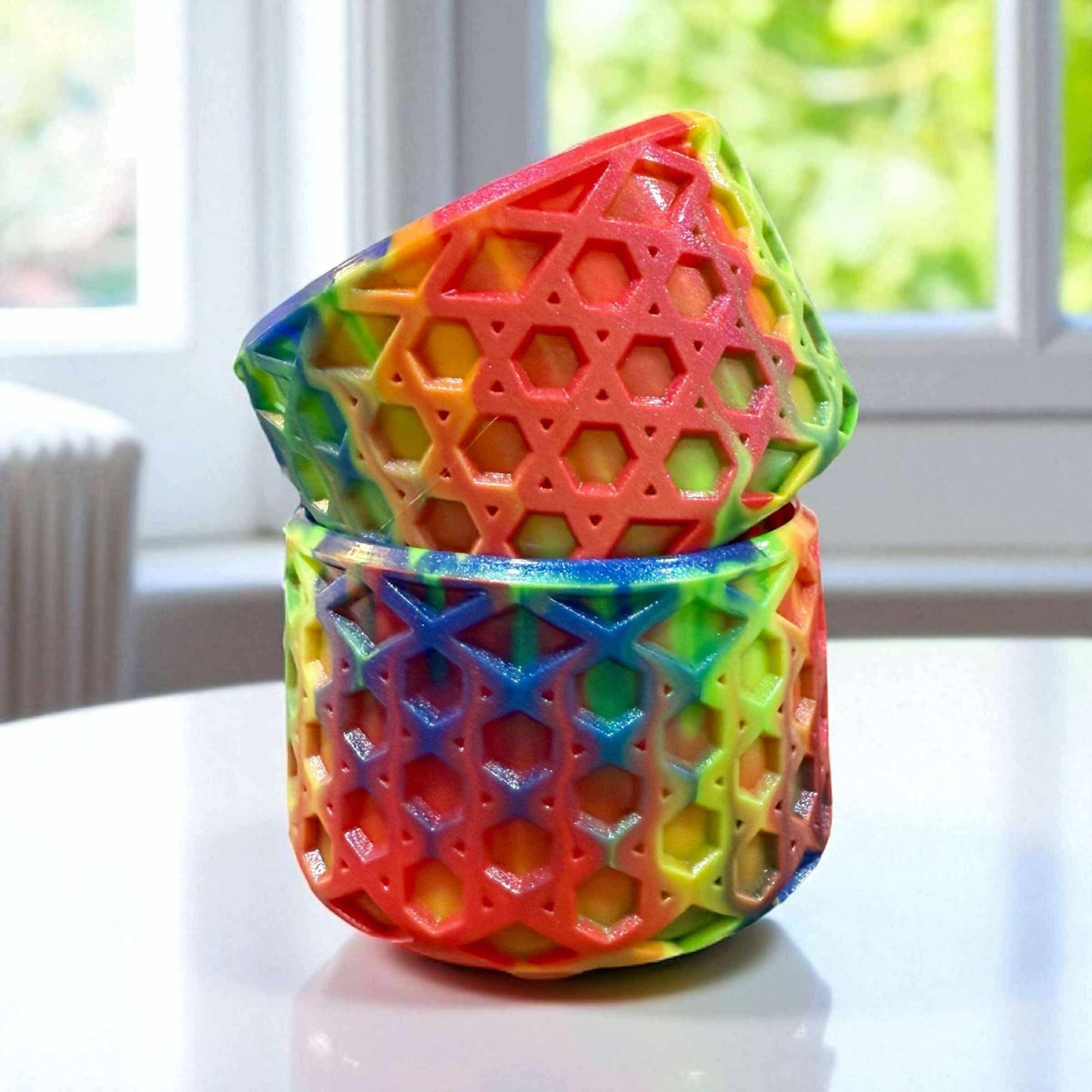 Rainbow Swirl Shimmer- WAFFLE Silicone Tumbler Boot