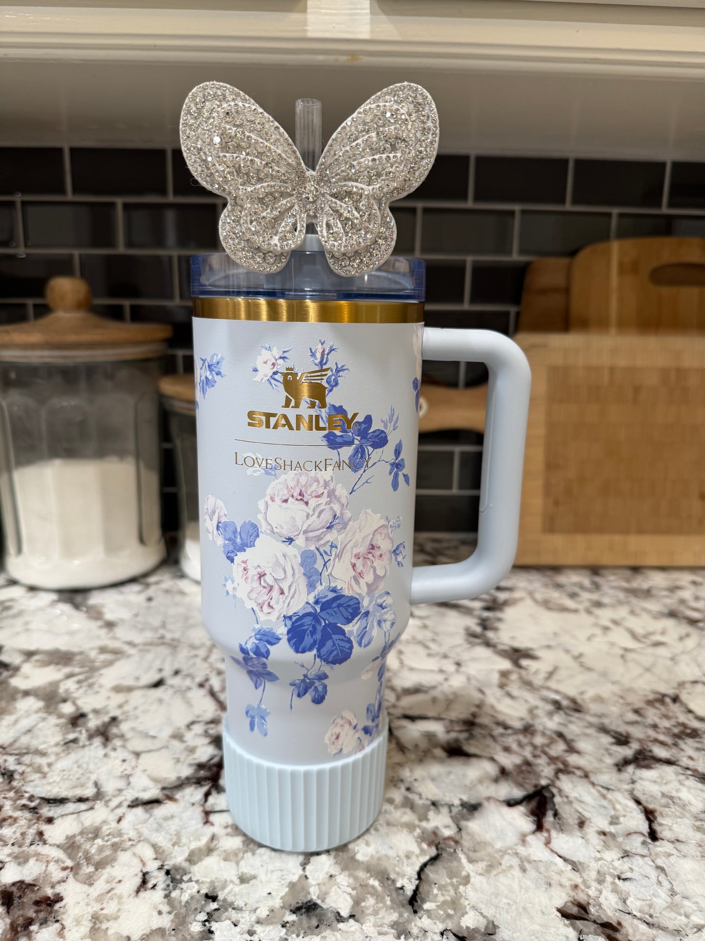 White Bling Butterfly - Boujee Tumbler Bow