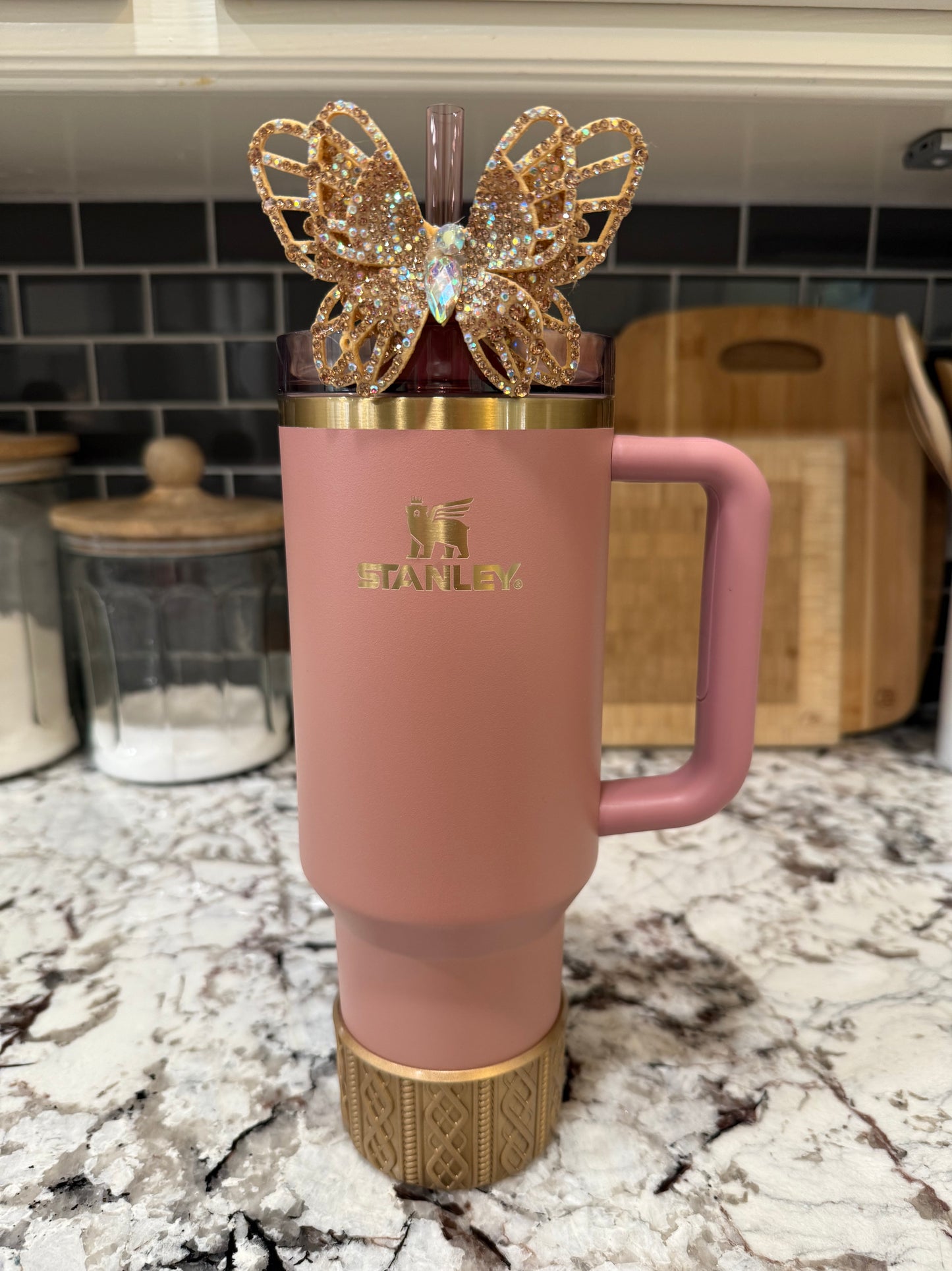 Gold Sparkling Butterfly - Boujee Tumbler Bow