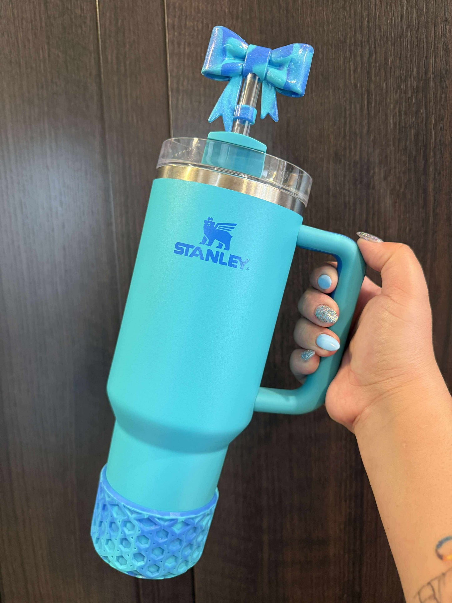 Aqua Blue Swirl WAFFLE Silicone Tumbler Boot