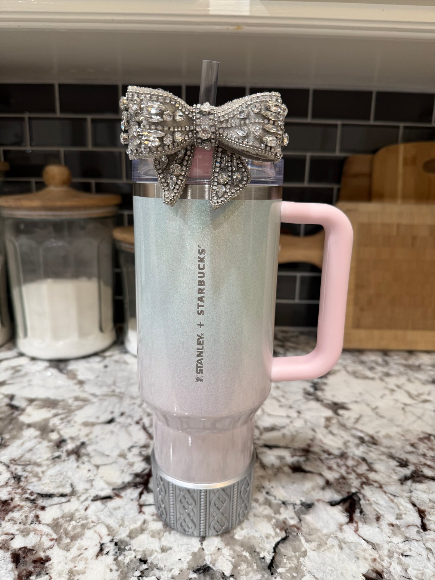 Silver Rhinestone - Boujee Tumbler Bow