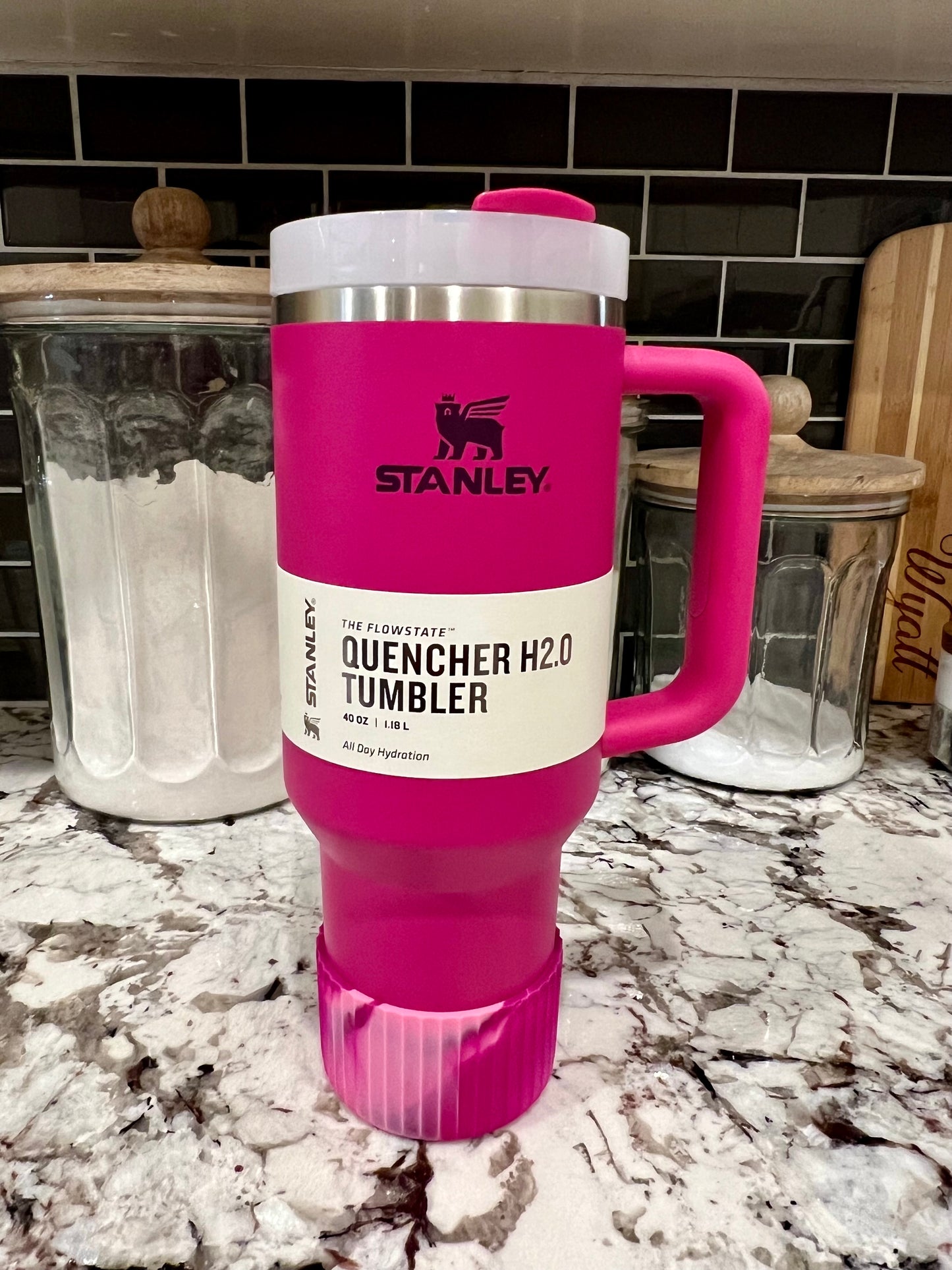 Peony Fuchsia Swirl FLUTED Silicone Tumbler Boot