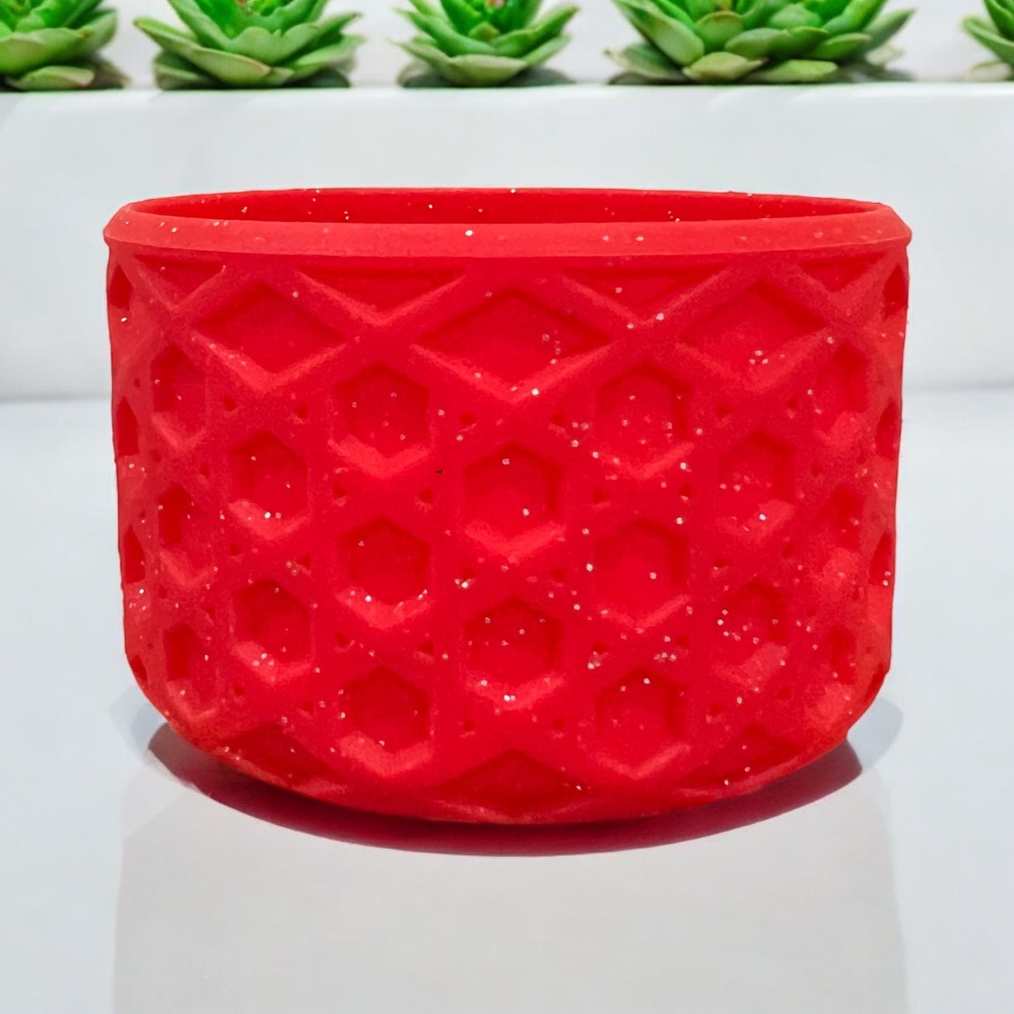 Red Glitter - WAFFLE Silicone Tumbler Boot