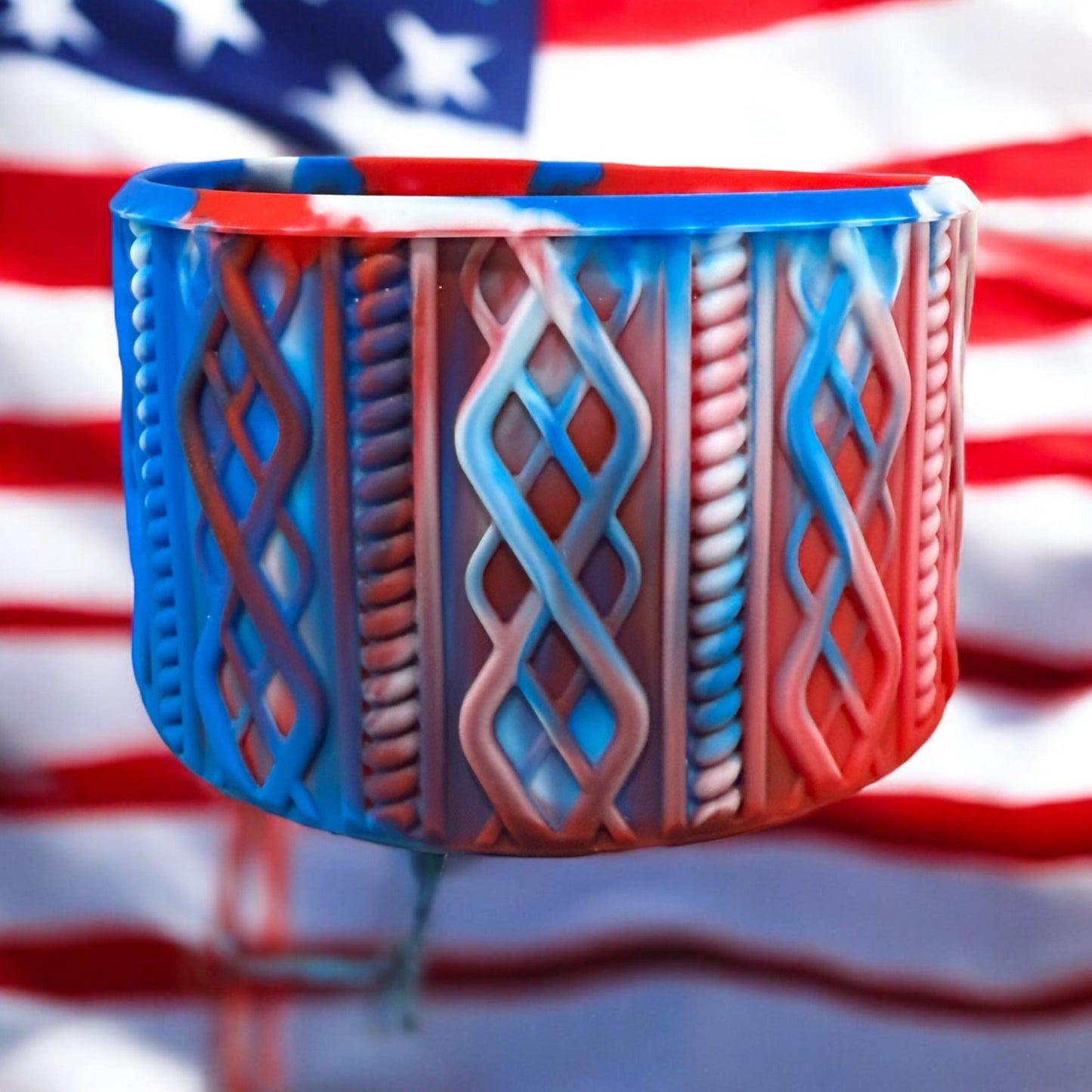 Patriotic Swirl- SWEATER Silicone Tumbler Boot