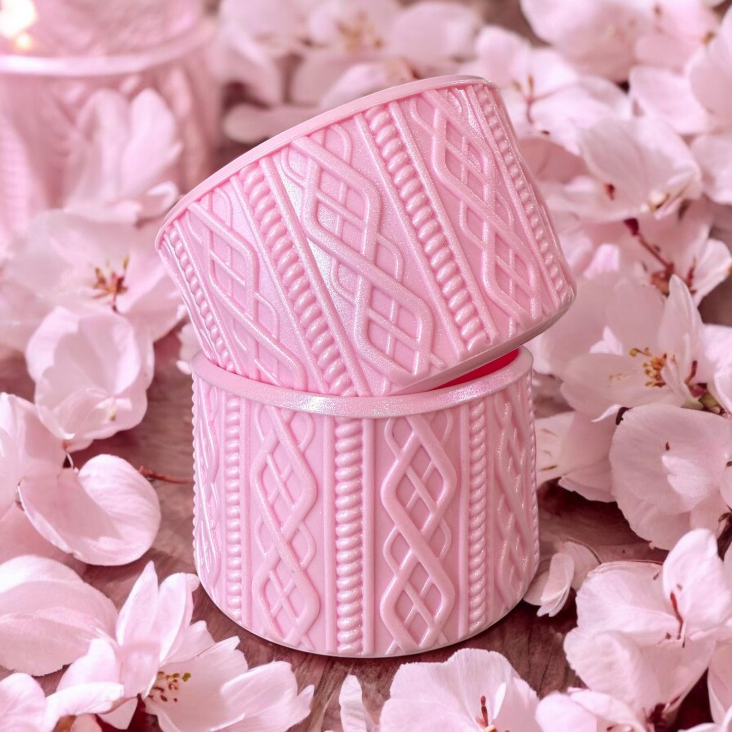 Cherry Blossom SHIMMER - SWEATER Silicone Tumbler Boot