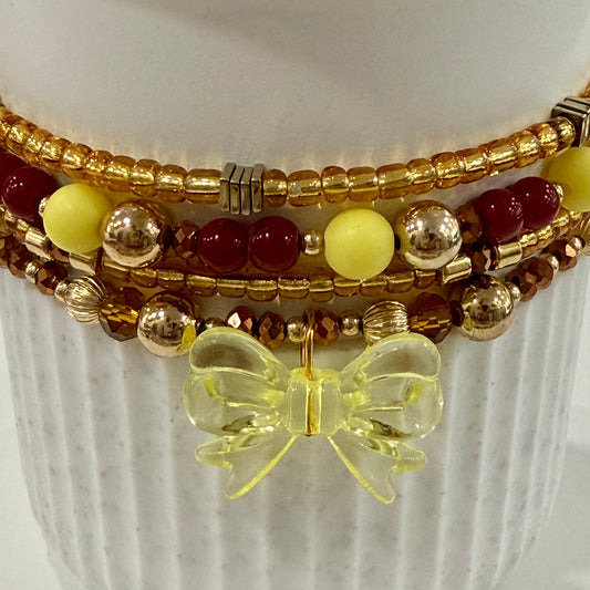 Maroon Yellow Gold - Tumbler Bracelet Stacks