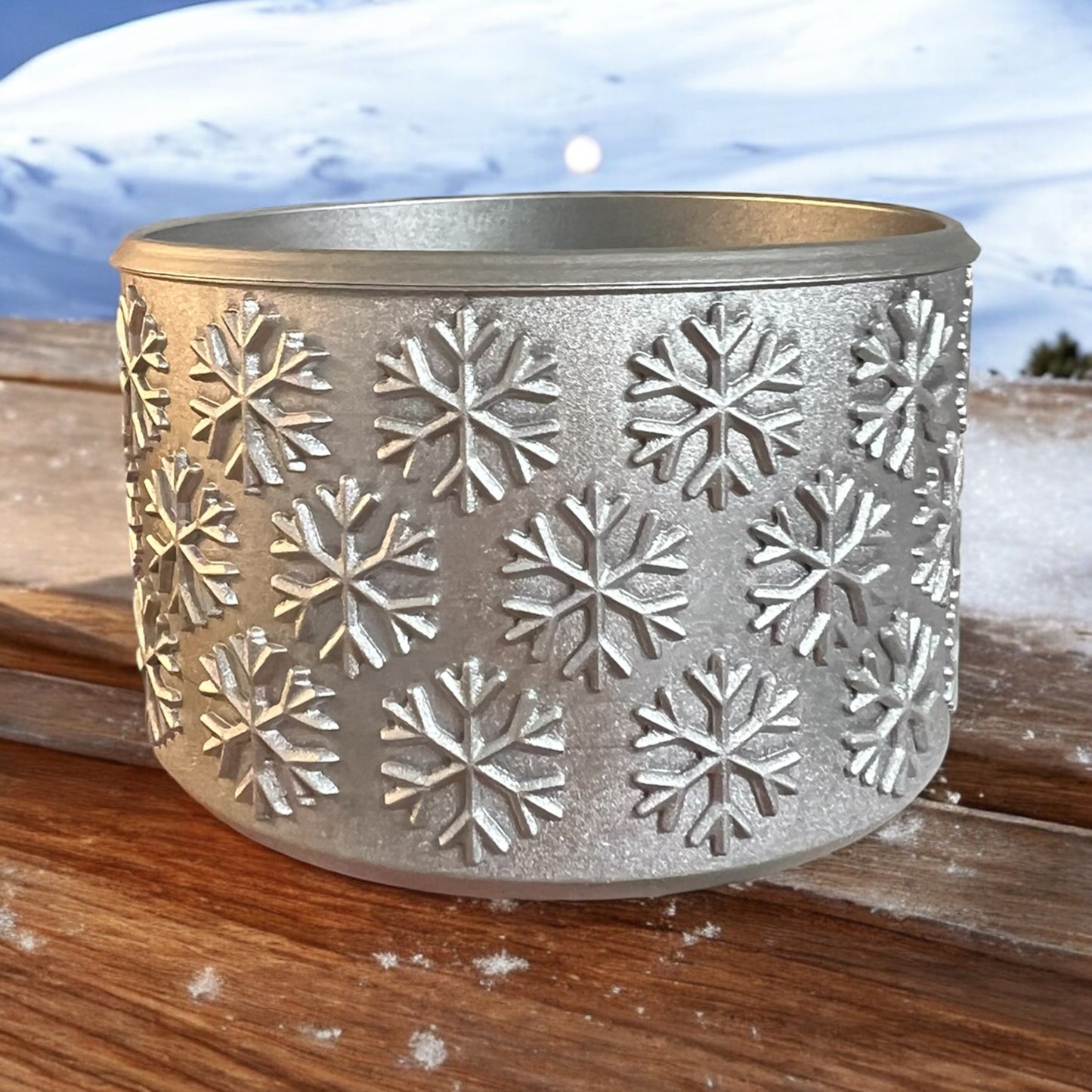 Silver Metallic SNOWFLAKE Silicone Tumbler Boot