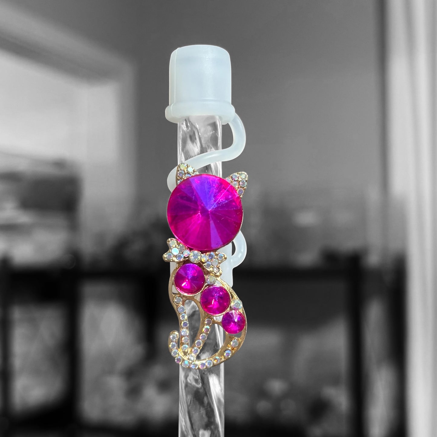 Hot Pink Cat - Jeweled Topper 10mm