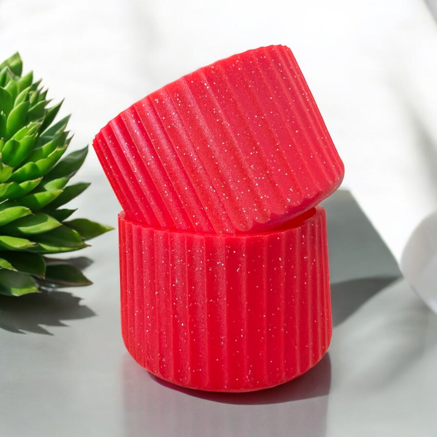 Red Glitter SHIMMER - FLUTED Silicone Tumbler Boot