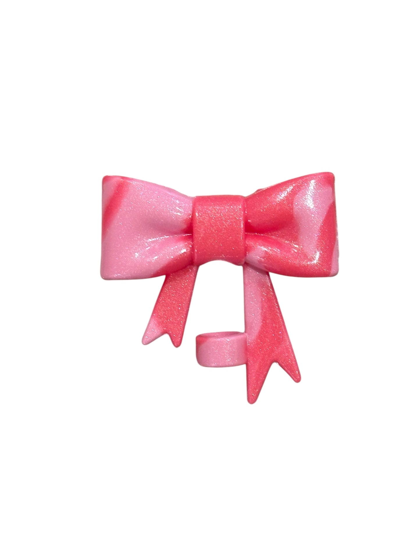 Pink Parade Swirl Shimmer Large Bow - Silicone Straw Topper 10mm