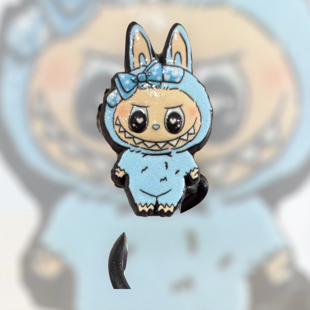 Cutesy Blue Monster - Silicone Straw Topper 10mm