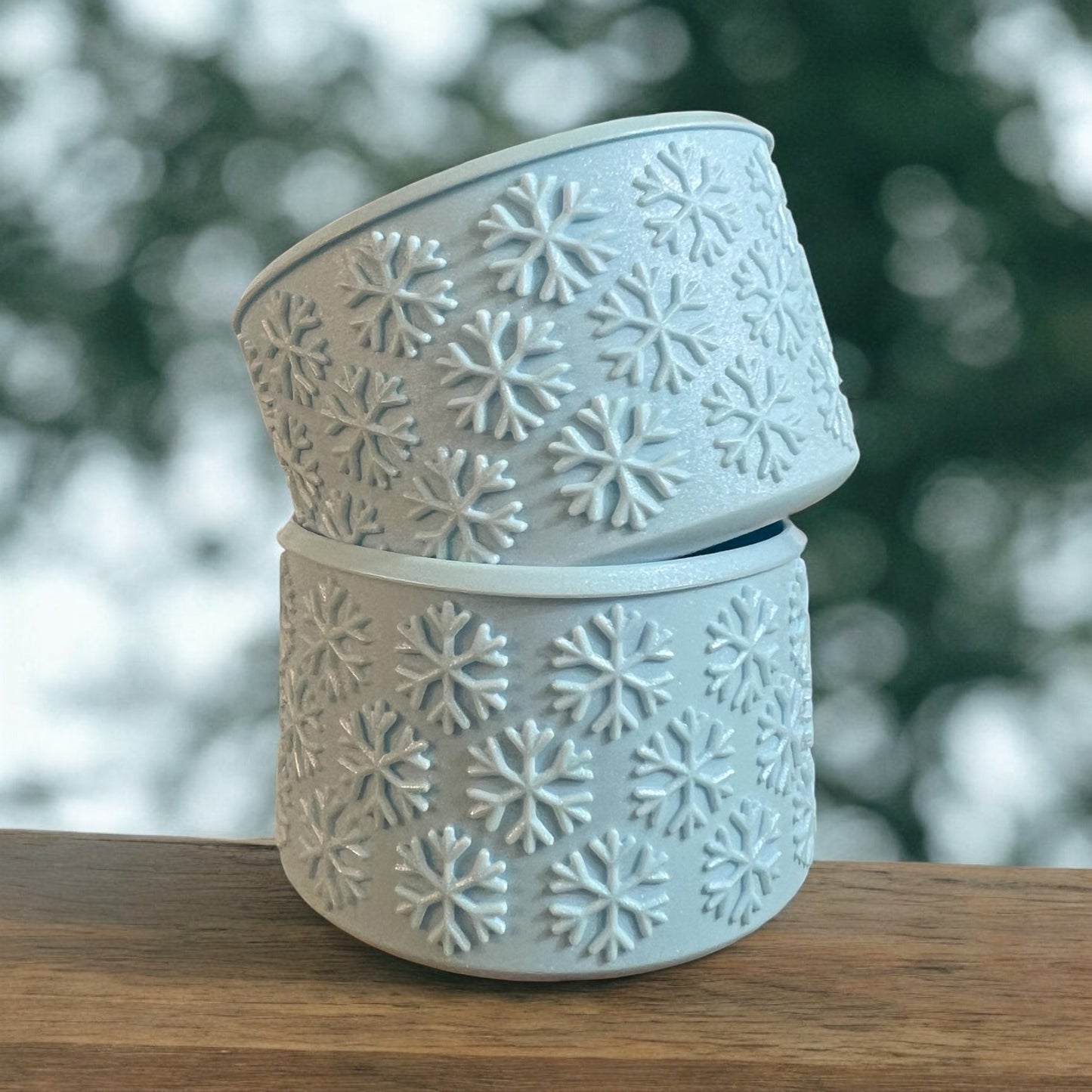 Light Blue Shimmer SNOWFLAKE Silicone Tumbler Boot