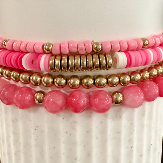 Pink White Gold - Tumbler Bracelet Stacks