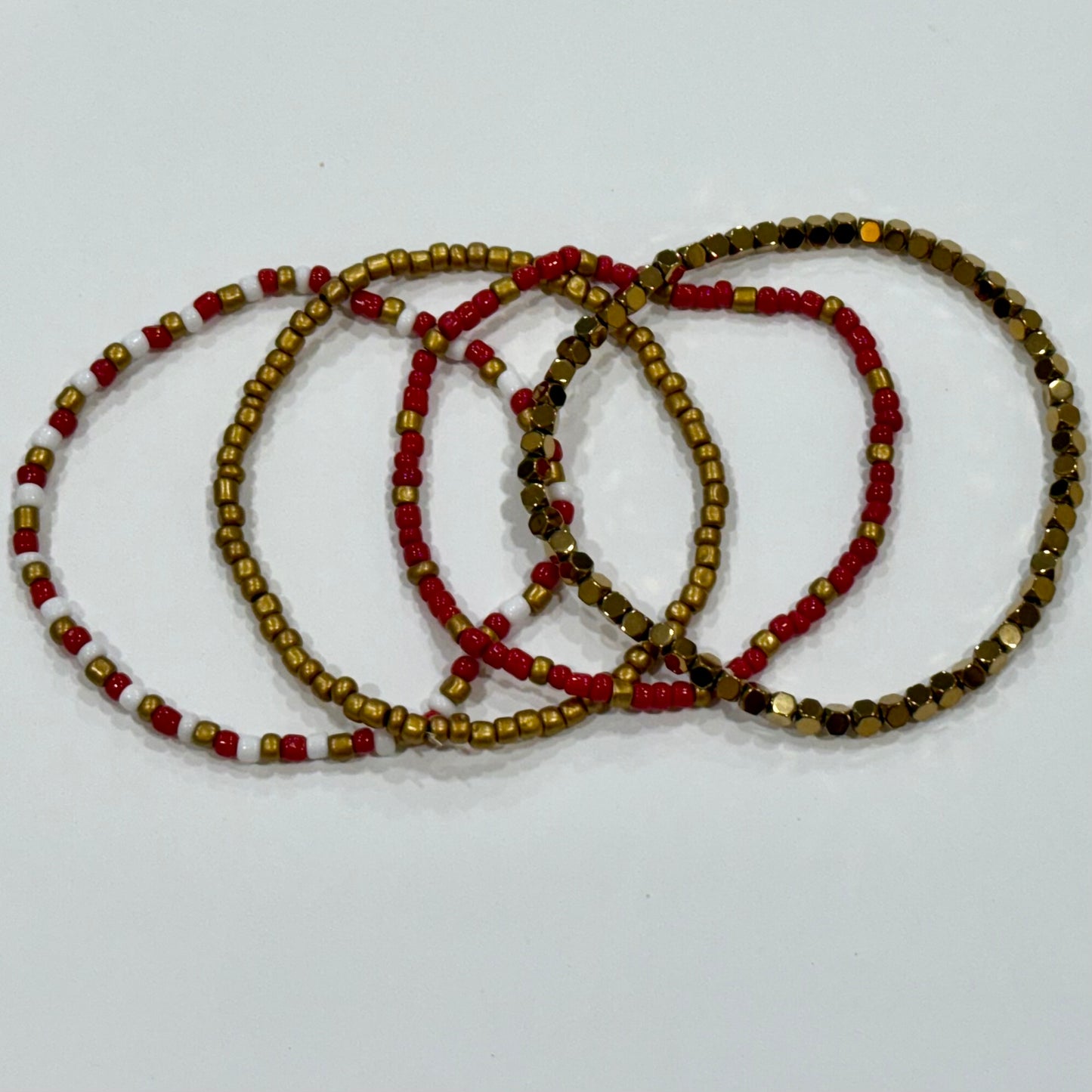 Red White Gold - Tumbler Bracelet Stacks