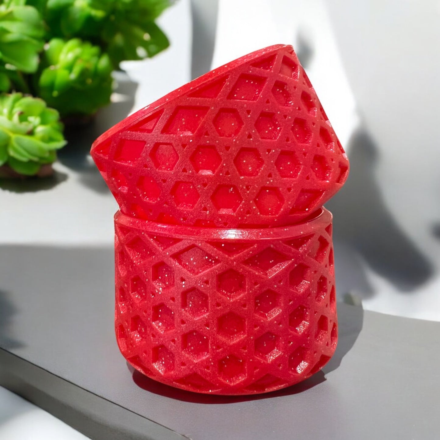 Red Glitter SHIMMER - WAFFLE Silicone Tumbler Boot