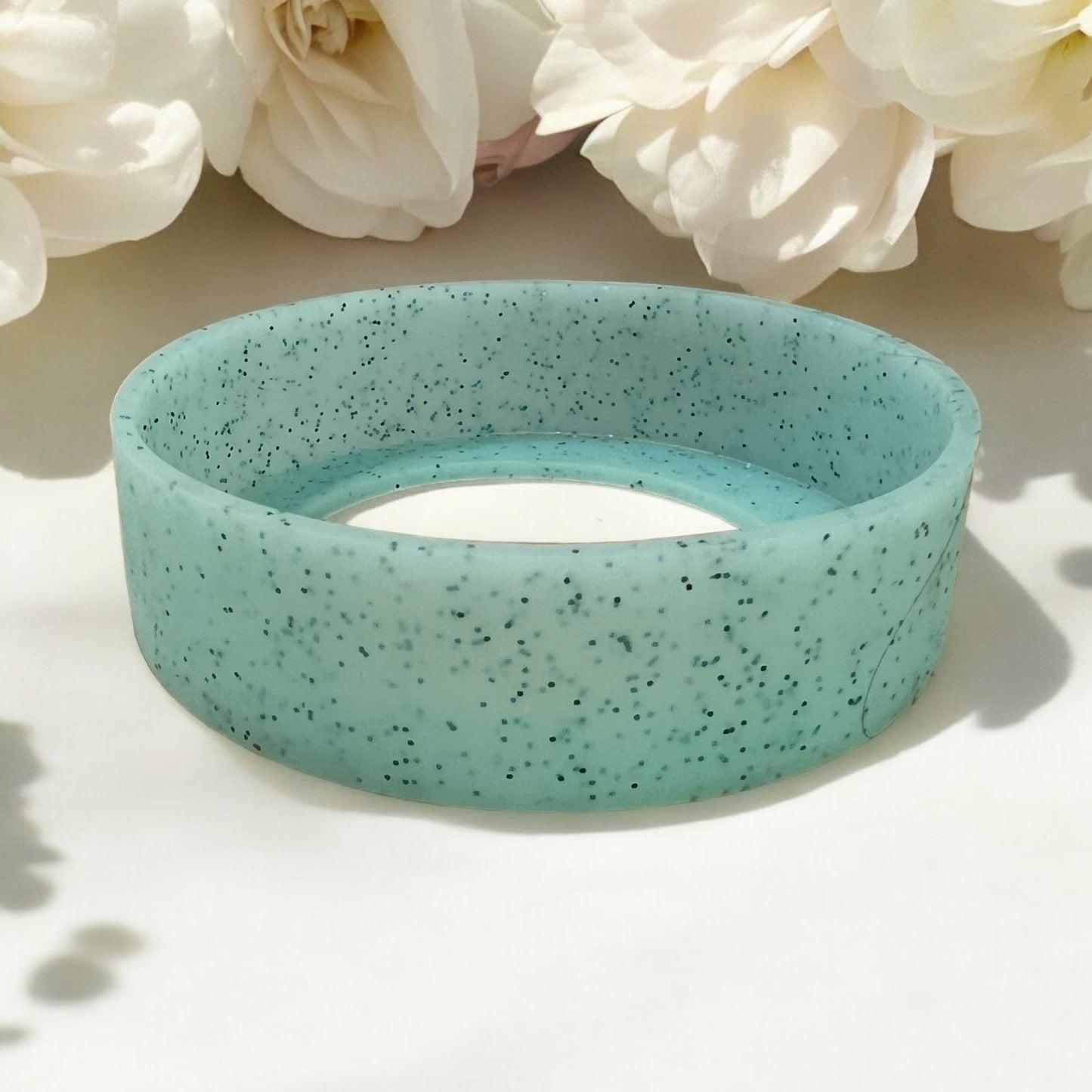 Transparent Tiffany Glitter 7.25 cm Silicone Tumbler Bumper