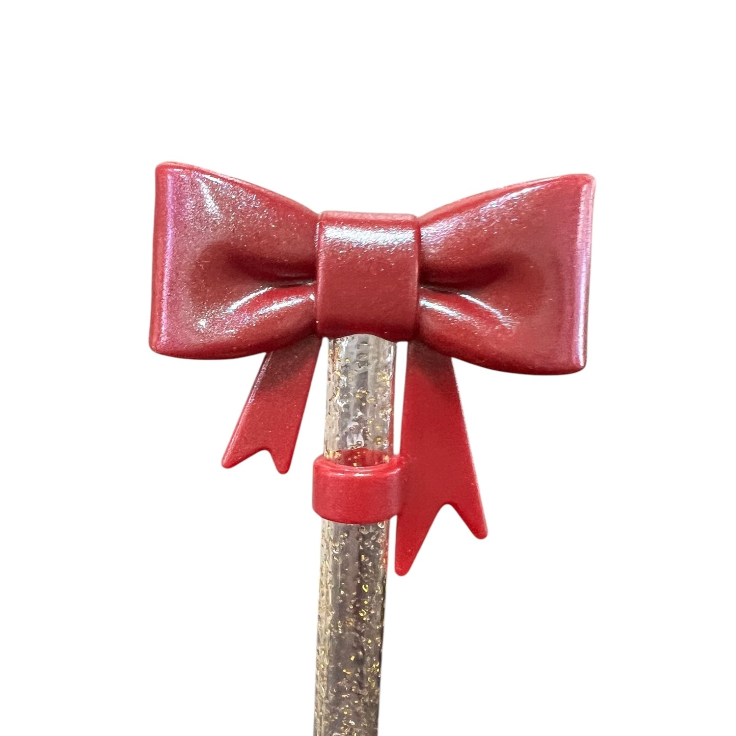 Maroon Shimmer Large Bow - Silicone Straw Topper 10mm