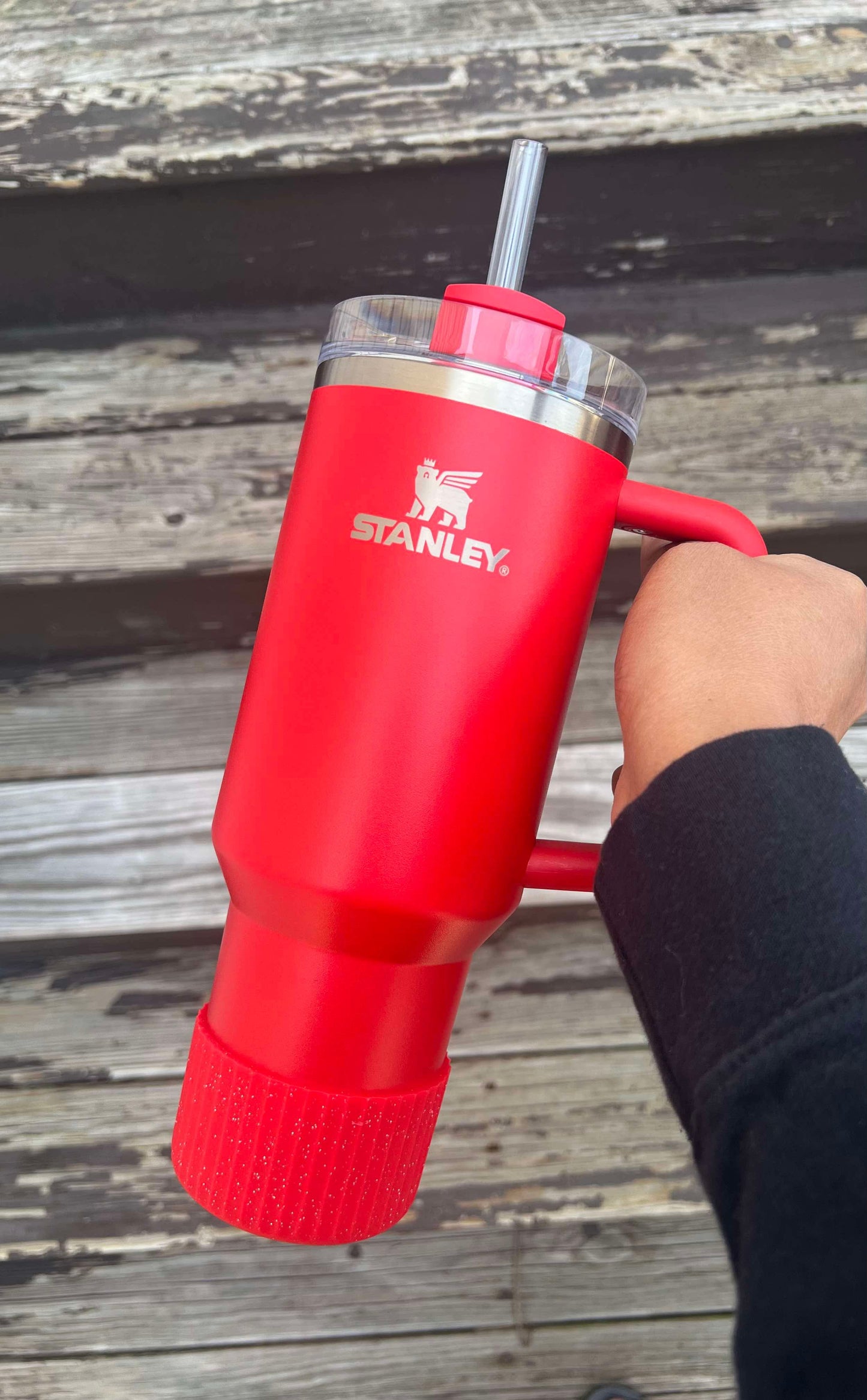 Red Glitter - FLUTED Silicone Tumbler Boot