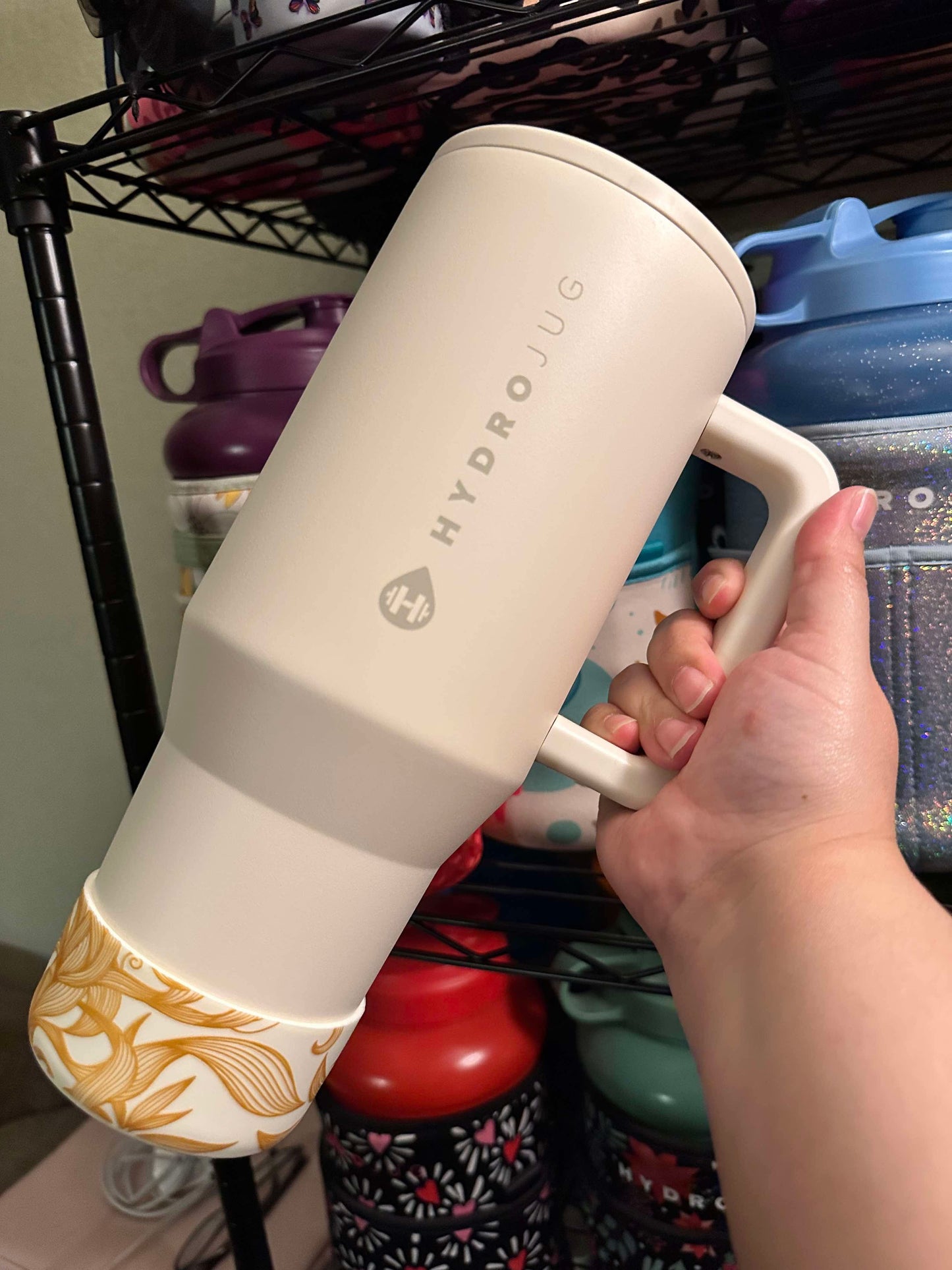 Cream Golden Leaves - 3D Silicone Tumbler Boot