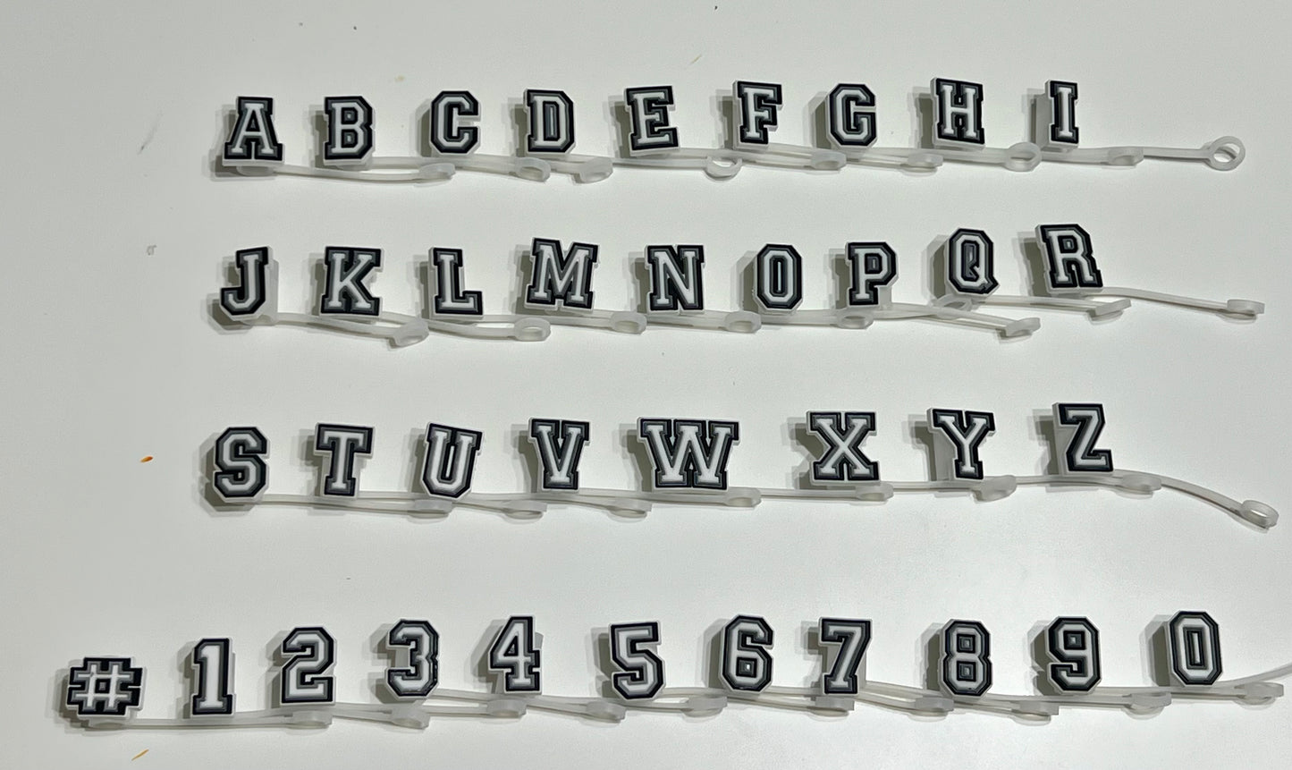Monochrome Letters & Numbers Straw Topper 10mm