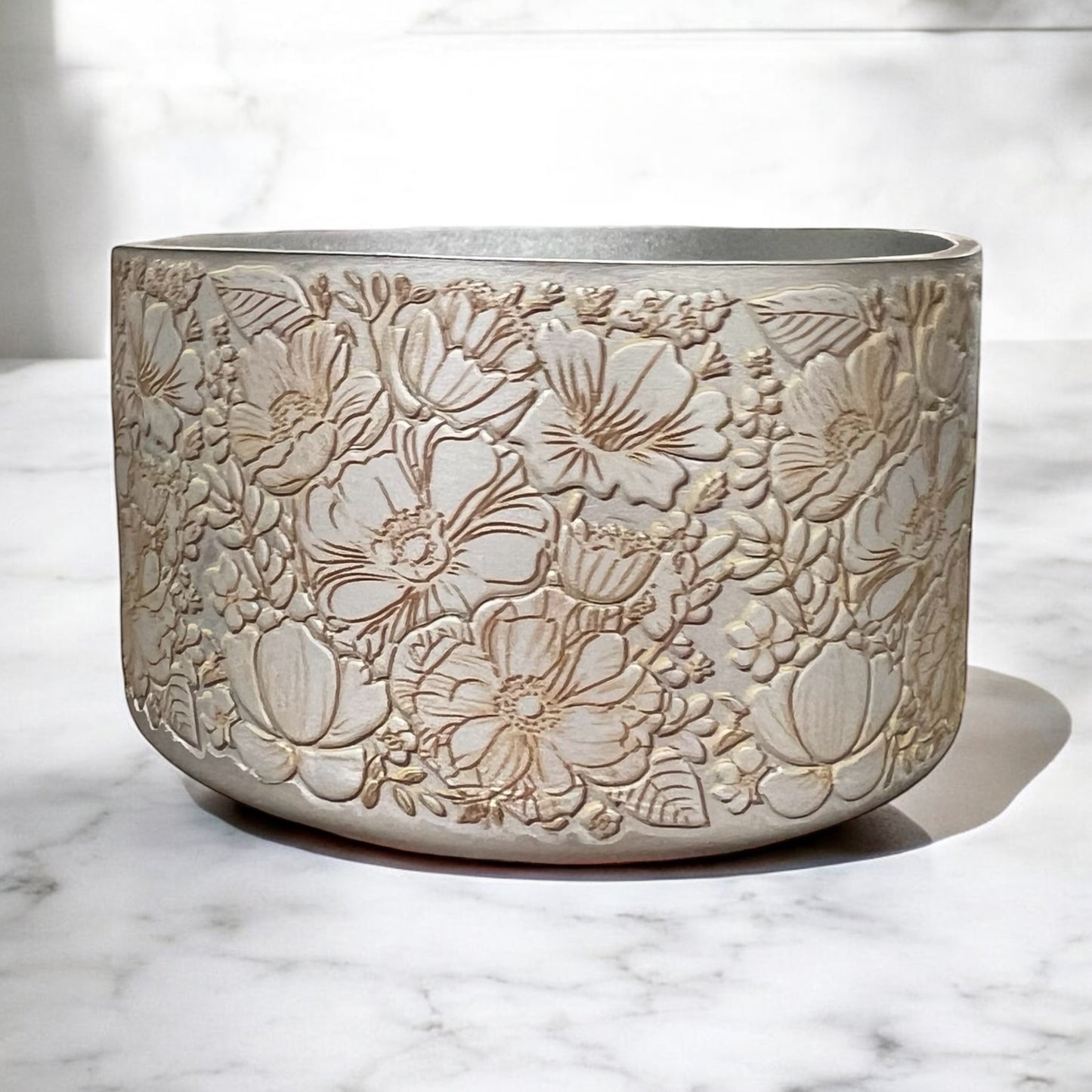 Gilded Floral SILVER - 3D Silicone Tumbler Boot