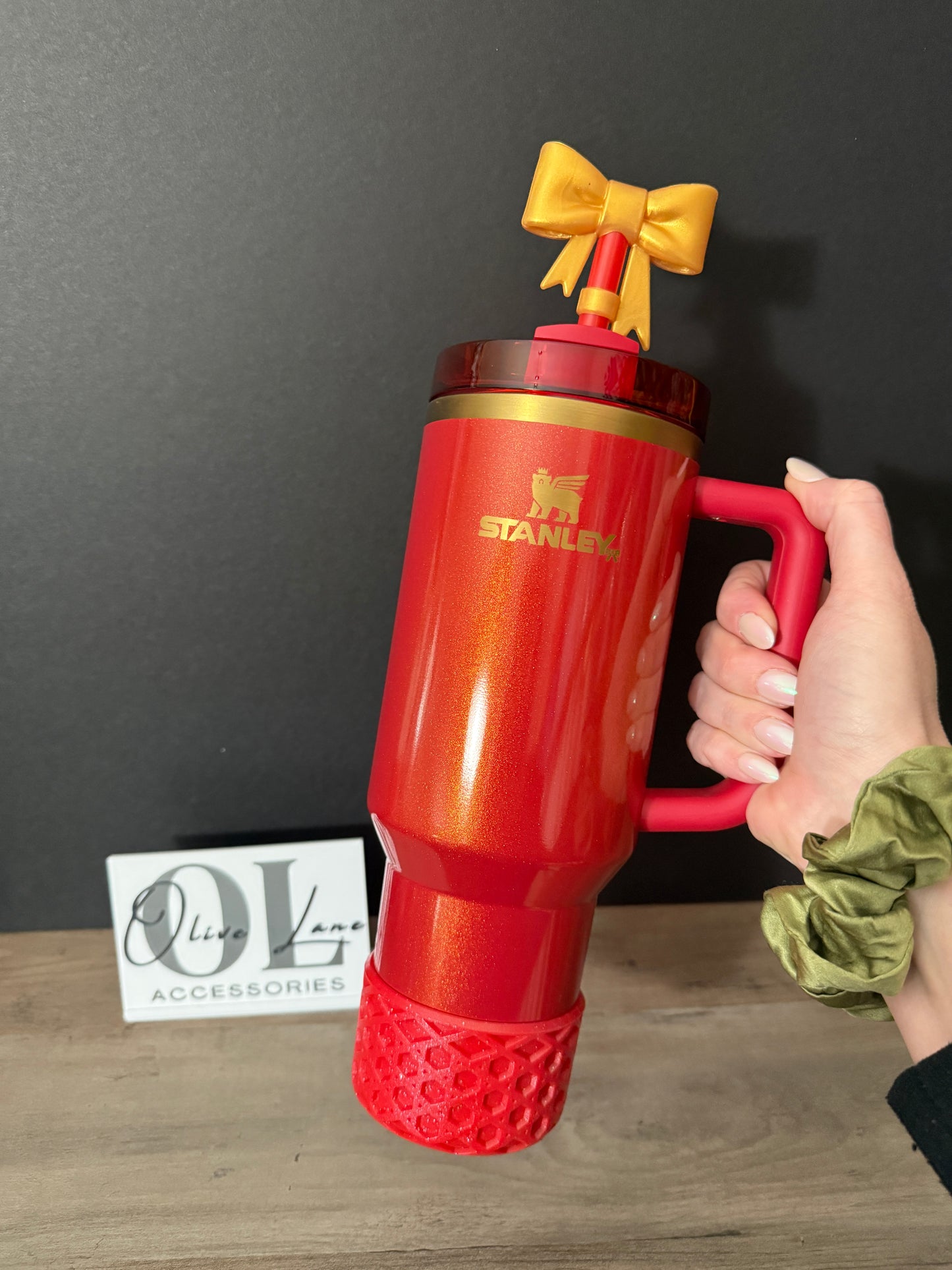 Red Glitter SHIMMER - WAFFLE Silicone Tumbler Boot