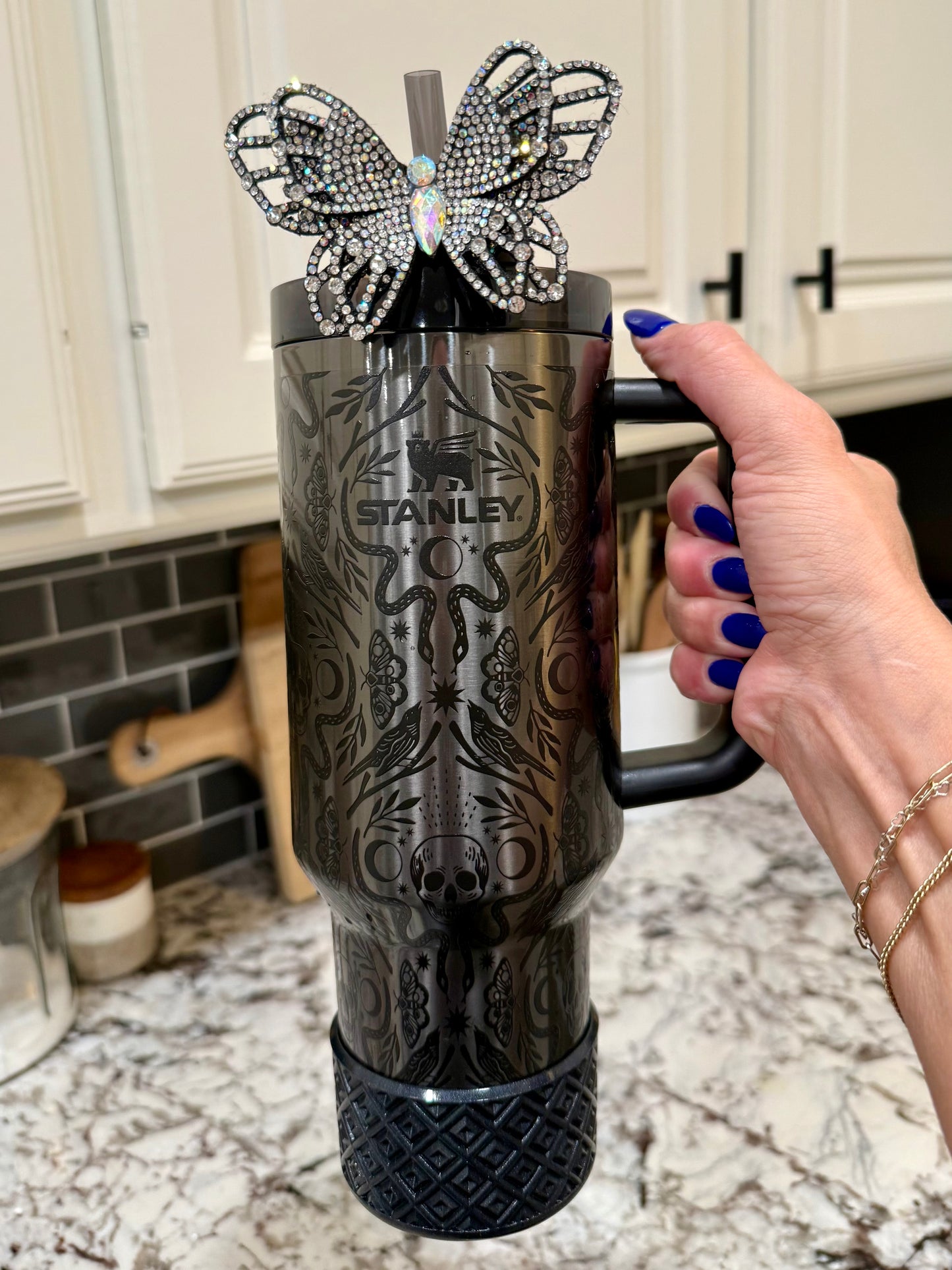 Black Sparkling Butterfly - Boujee Tumbler Bow