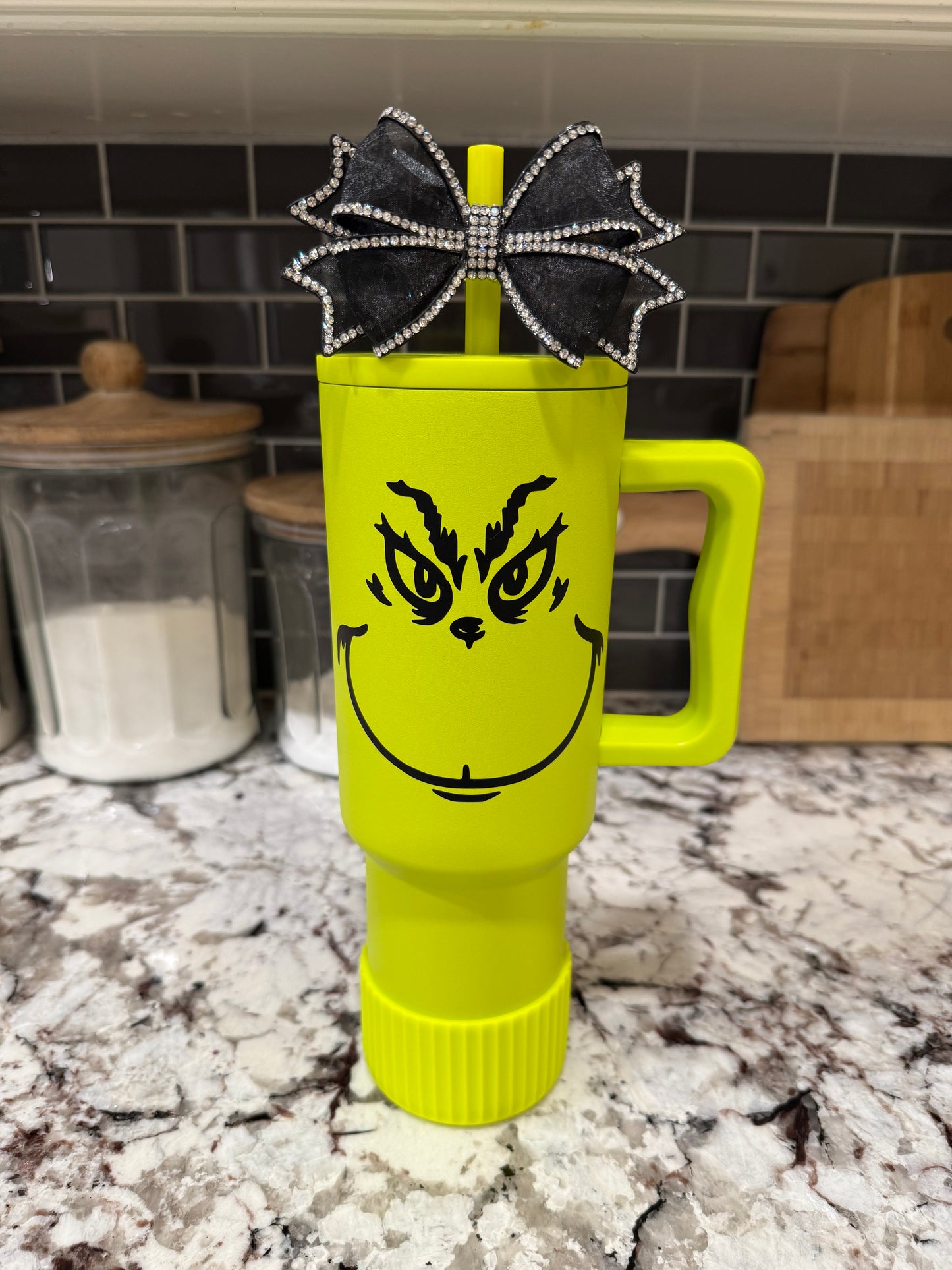 Black Sheer Bling - Boujee Tumbler Bow