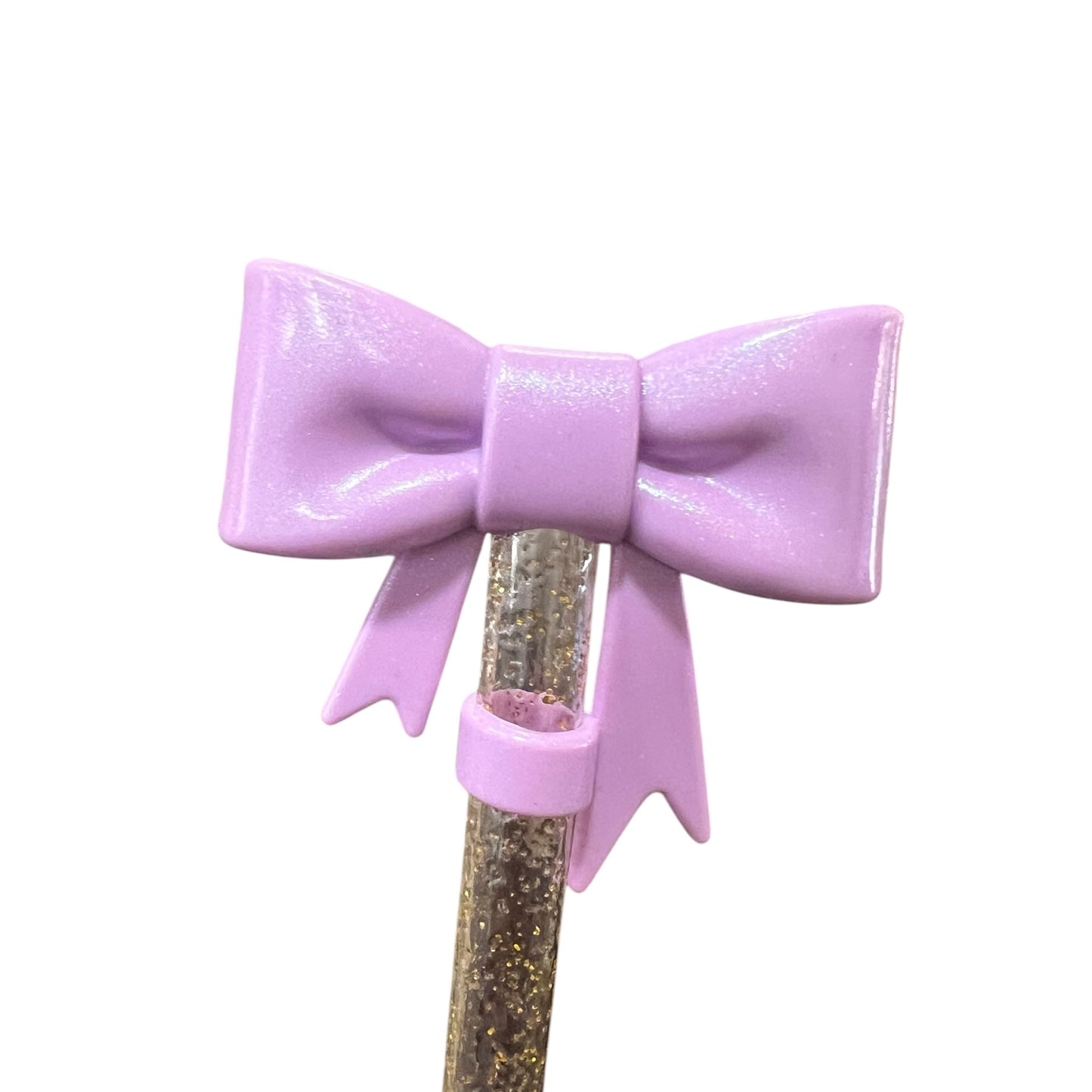 Happy Thoughts Violet Shimmer Large Bow - Silicone Straw Topper 10mm