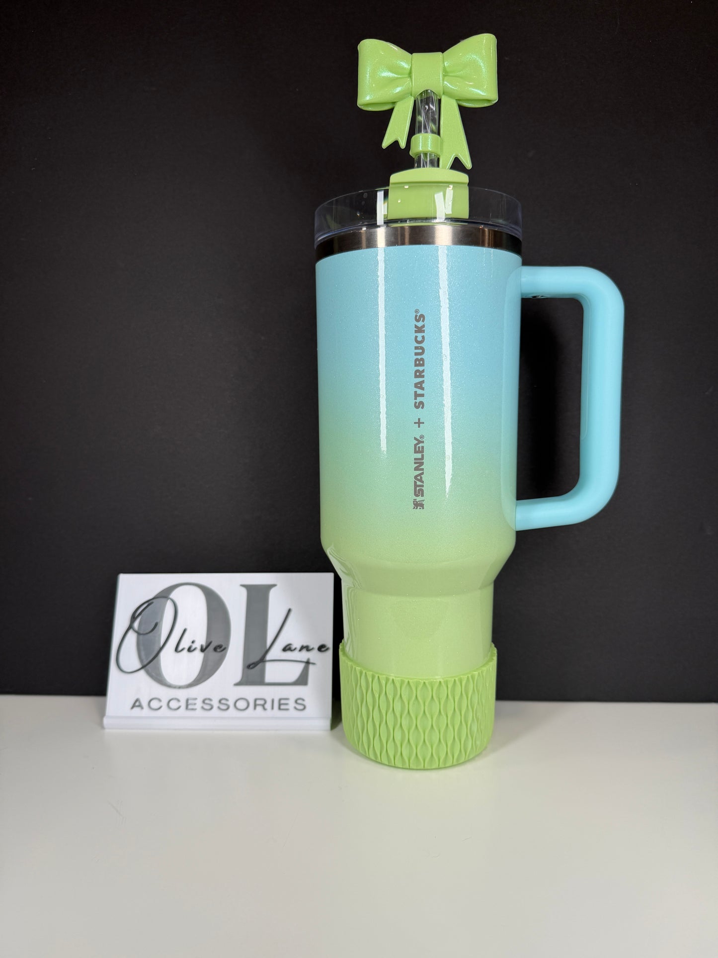 Pale Lime SHIMMER- WAVES Silicone Tumbler Boot