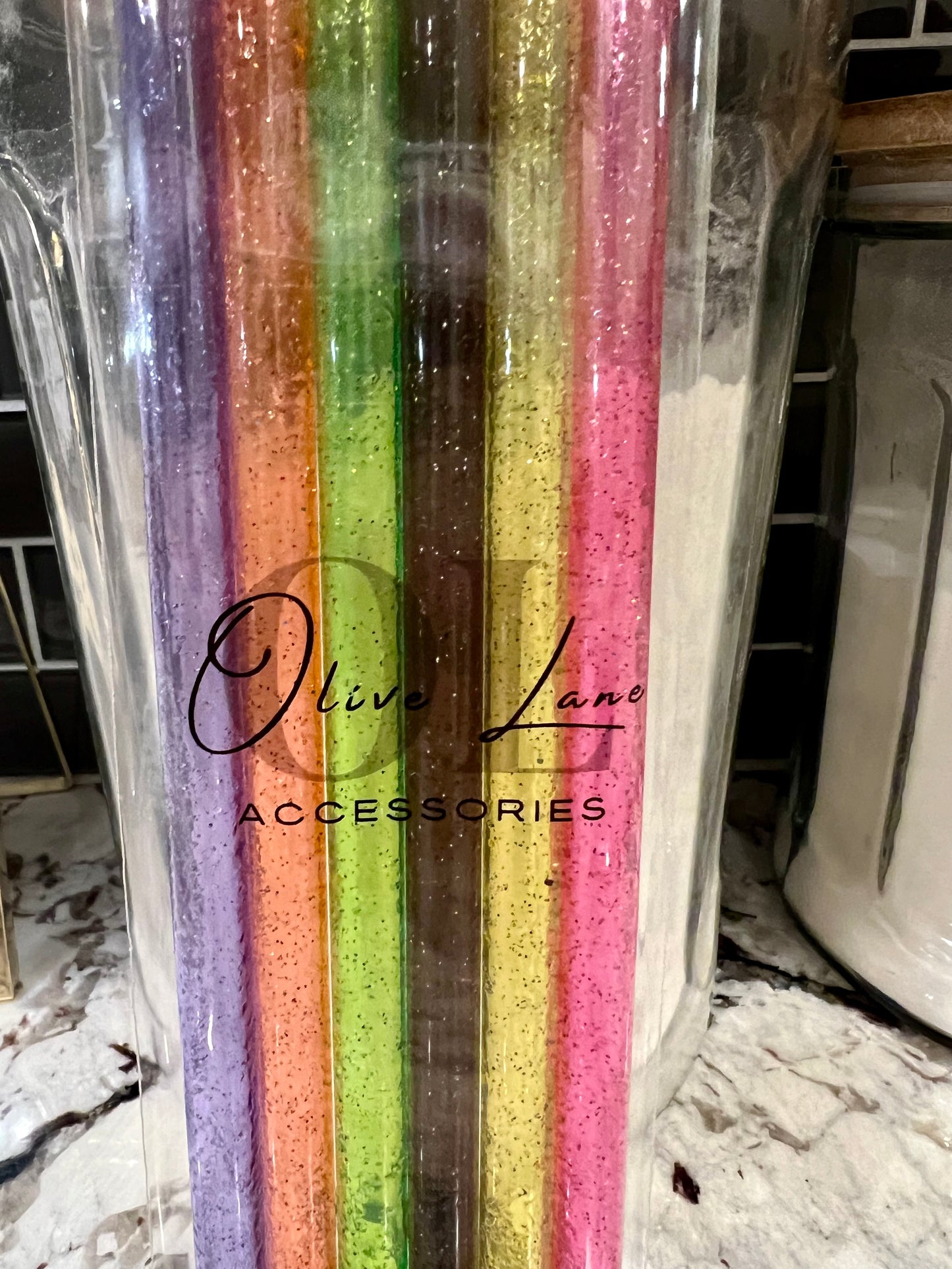 Bright Glitter 6-pack SET Straws (40oz Tumbler)
