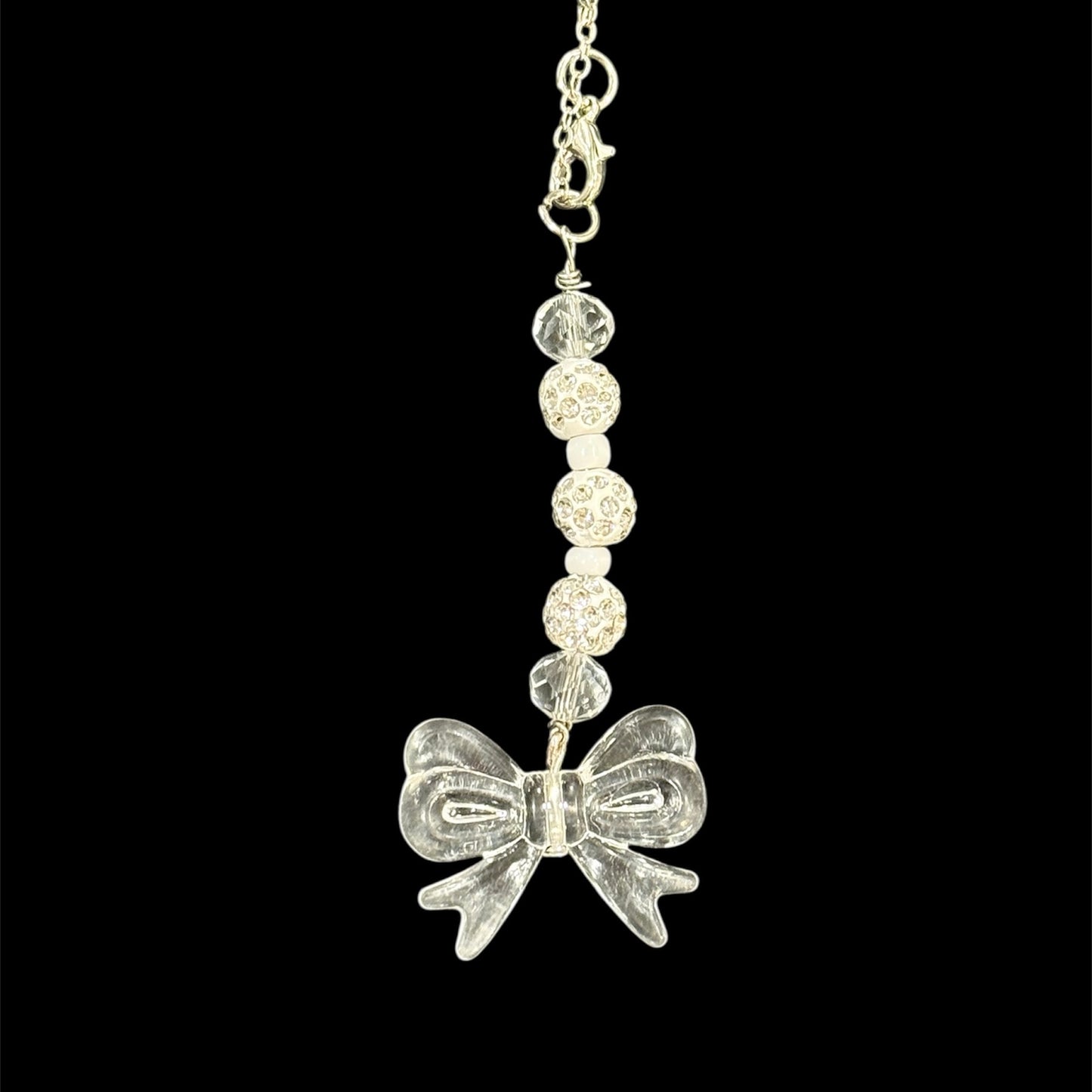 White Clear Bow - Acrylic Handle Charm