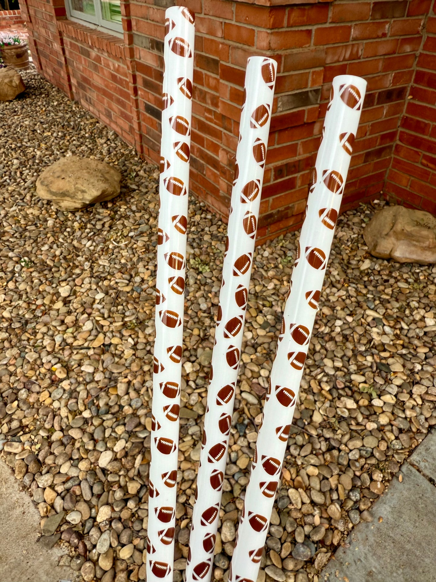 White Football Straw (40oz Tumbler)