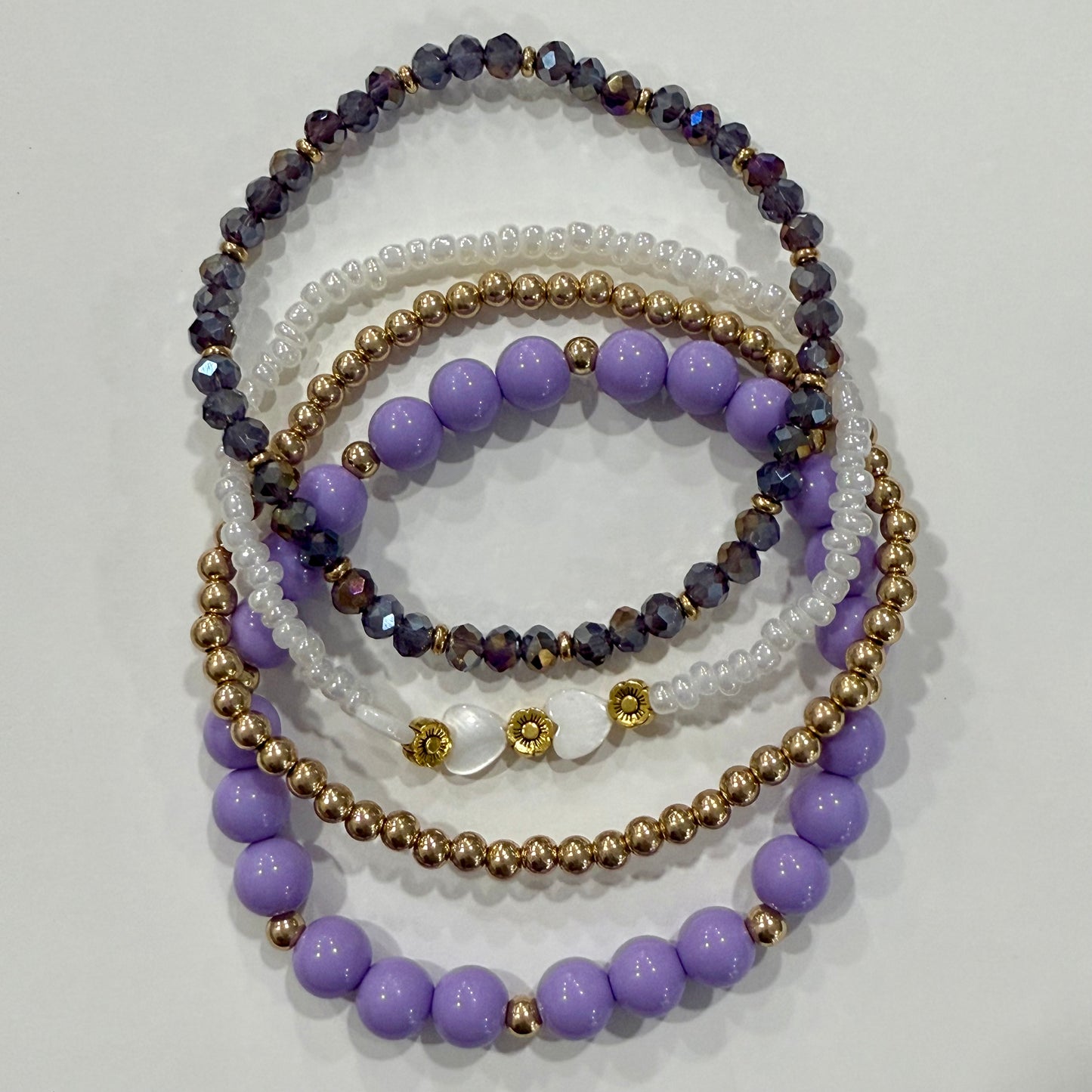 Periwinkle White Gold - Tumbler Bracelet Stacks