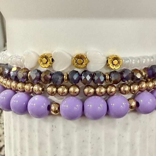 Periwinkle White Gold - Tumbler Bracelet Stacks
