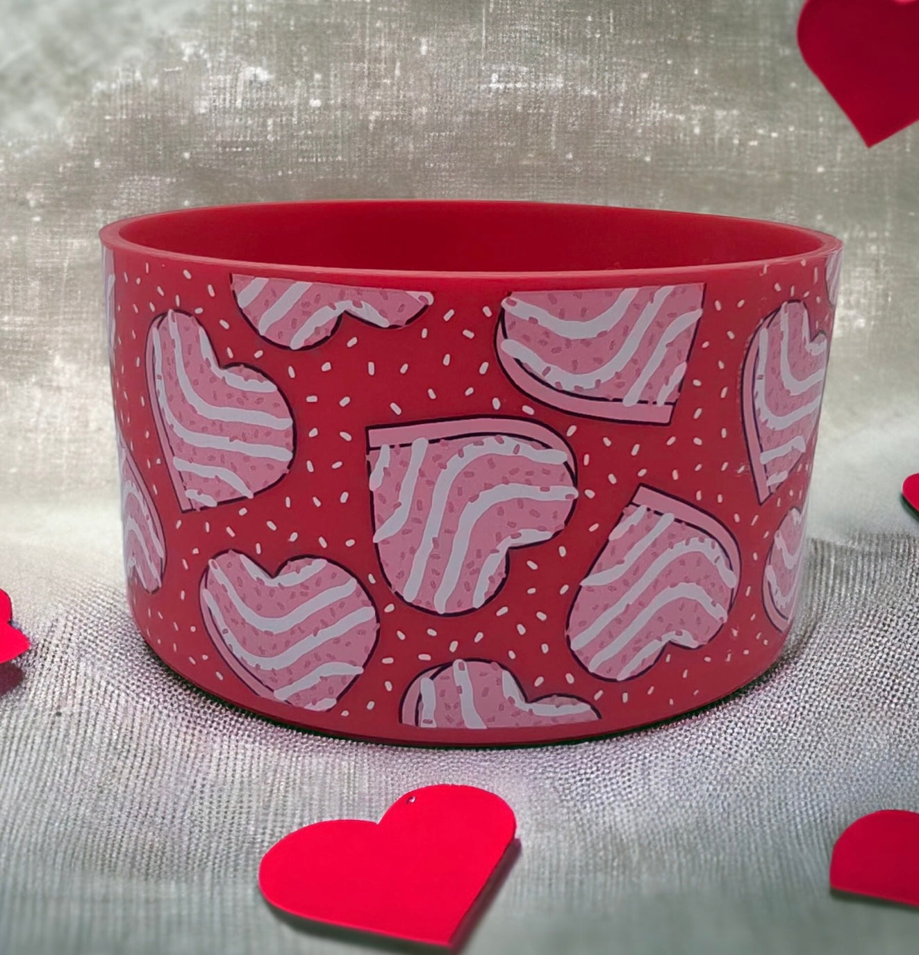 Valentine Heart Cakes Silicone Tumbler Boot