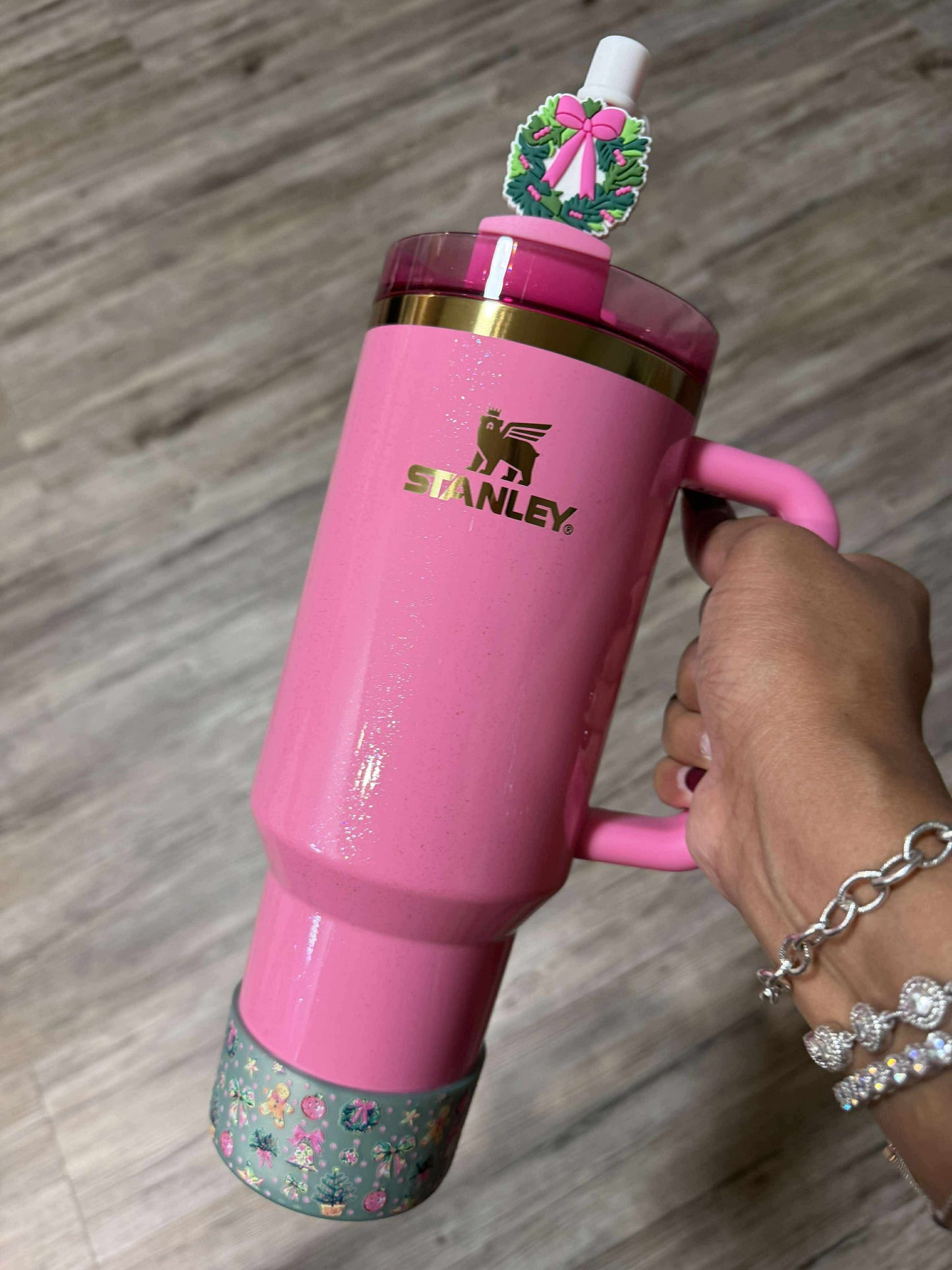 Coquette Christmas Sage Pearl - 3D Silicone Tumbler Boot