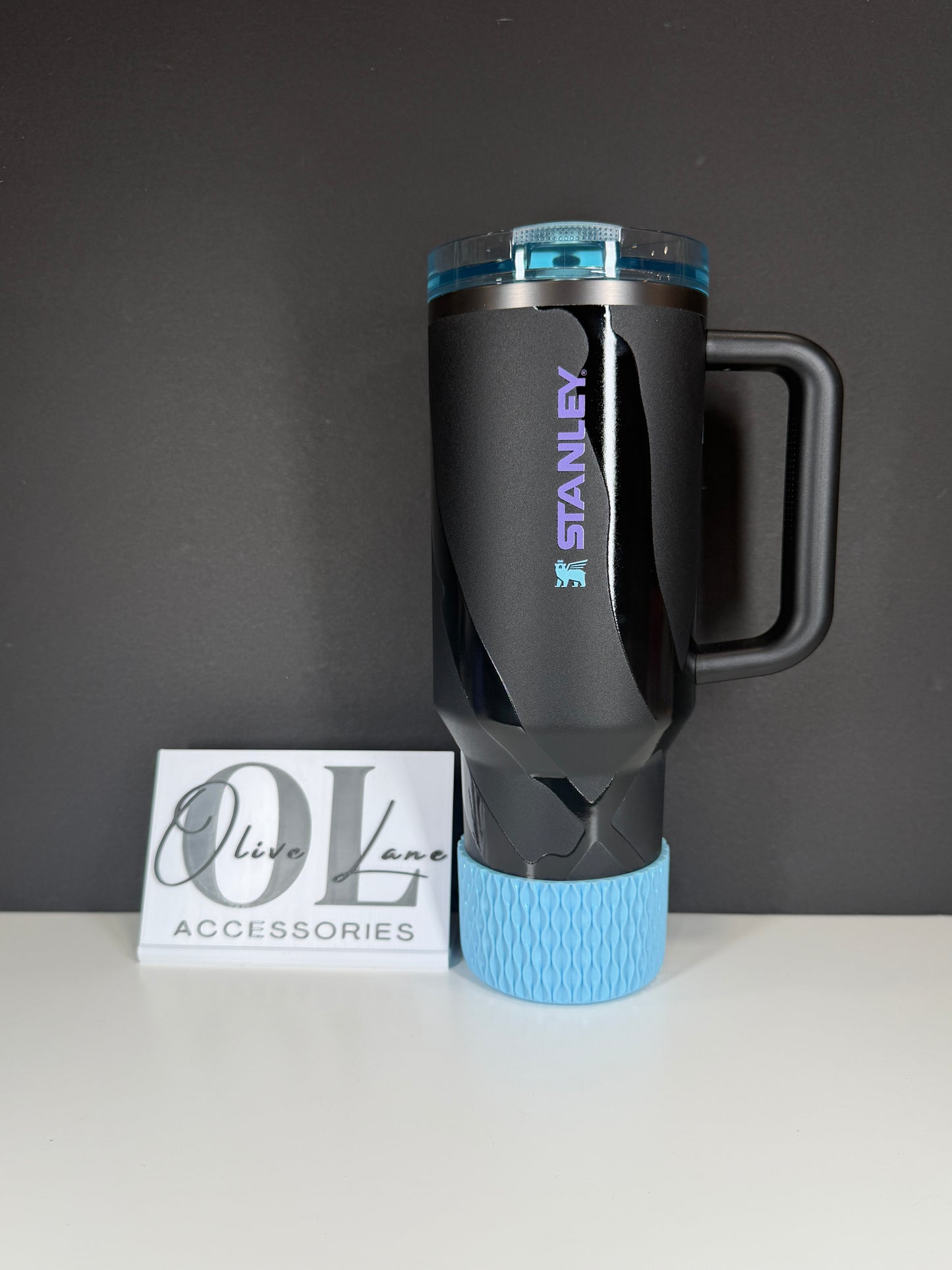 Baby Blue SHIMMER - WAVES Silicone Tumbler Boot