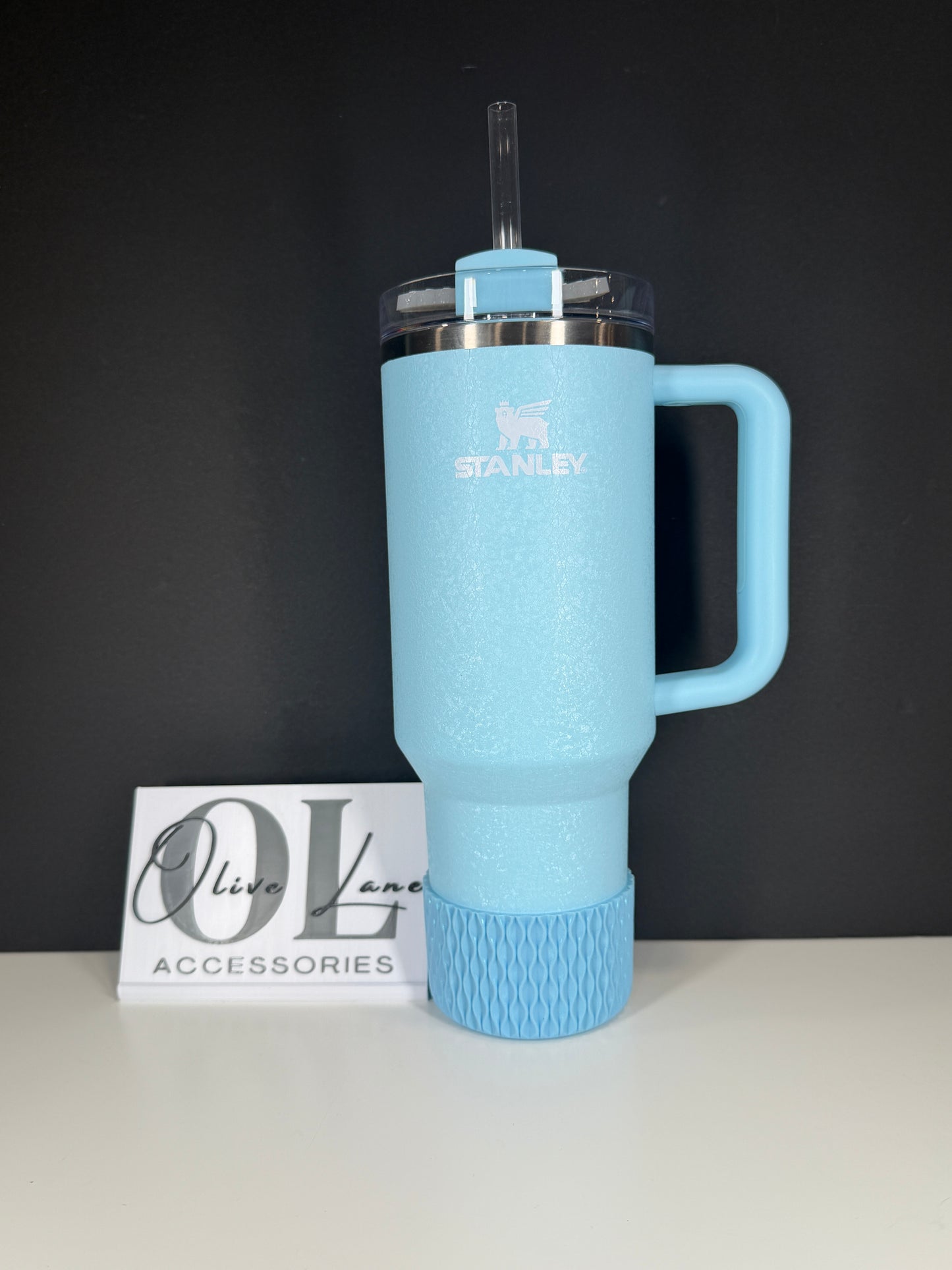 Baby Blue SHIMMER - WAVES Silicone Tumbler Boot