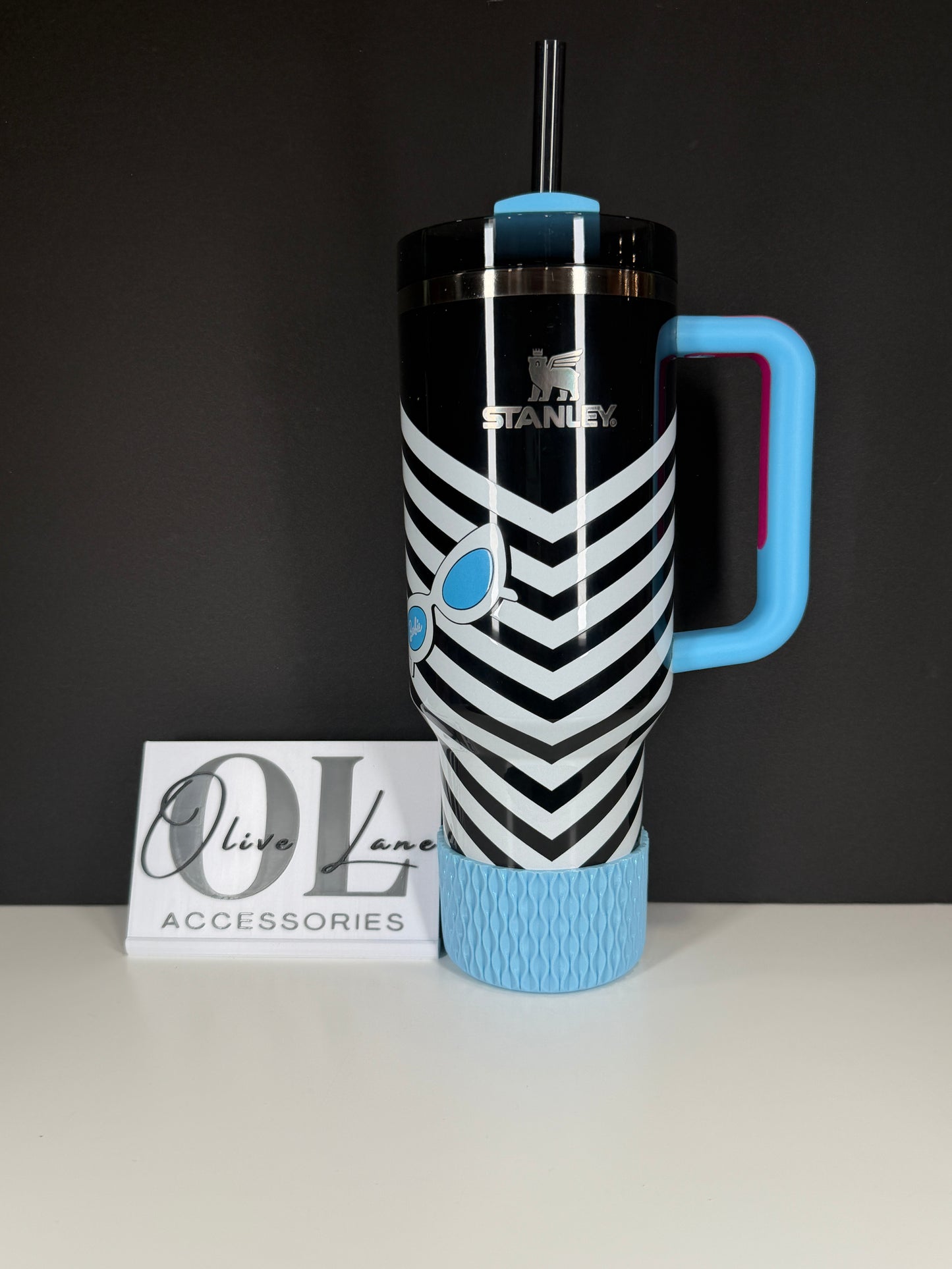 Baby Blue SHIMMER - WAVES Silicone Tumbler Boot