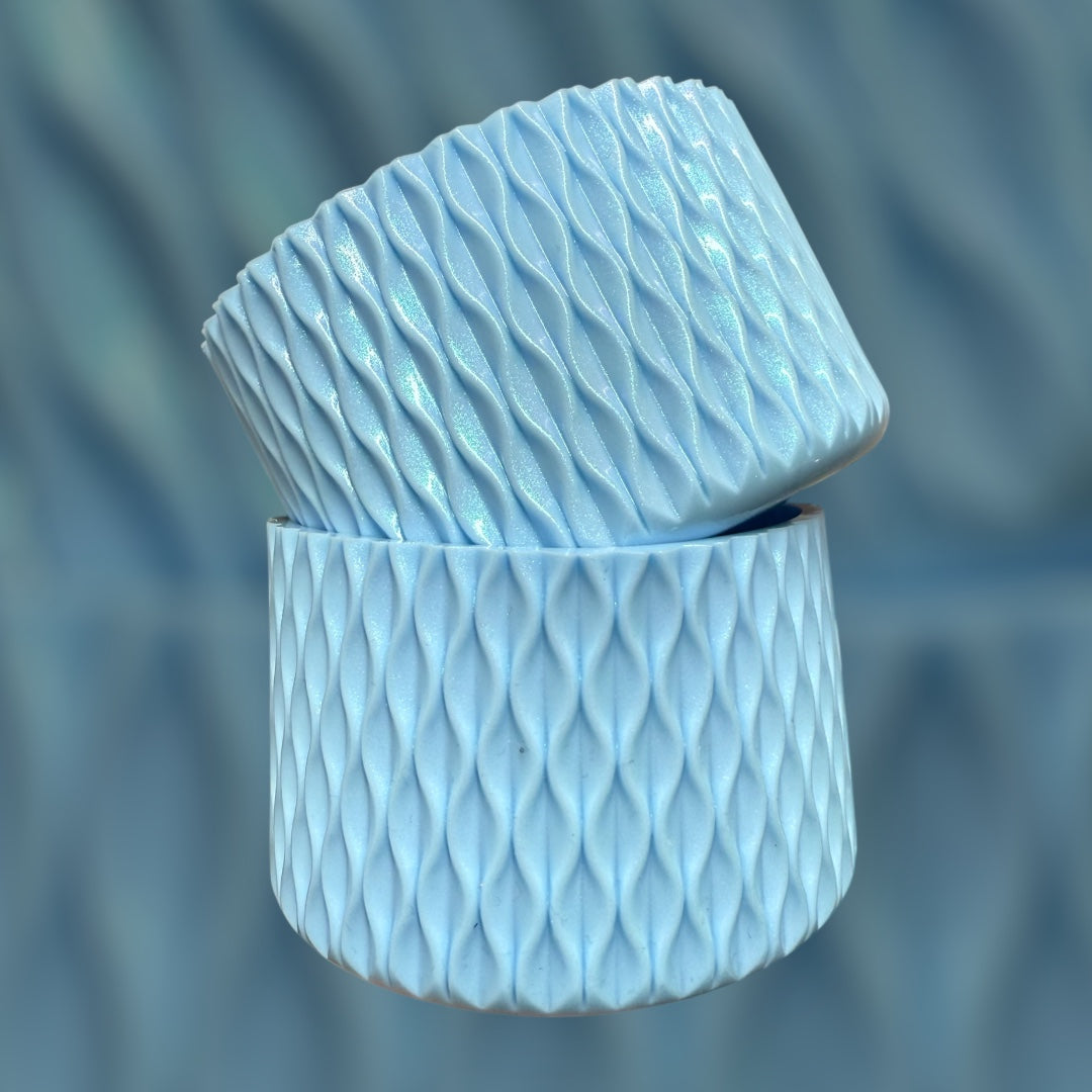 Baby Blue SHIMMER - WAVES Silicone Tumbler Boot