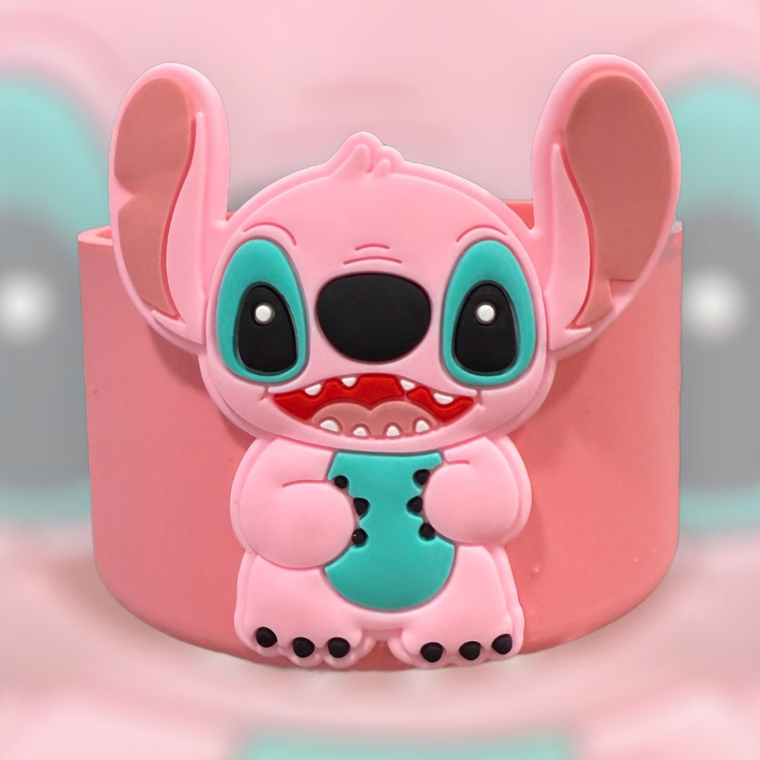 Blush Animated Stitch - Silicone Tumbler Boot